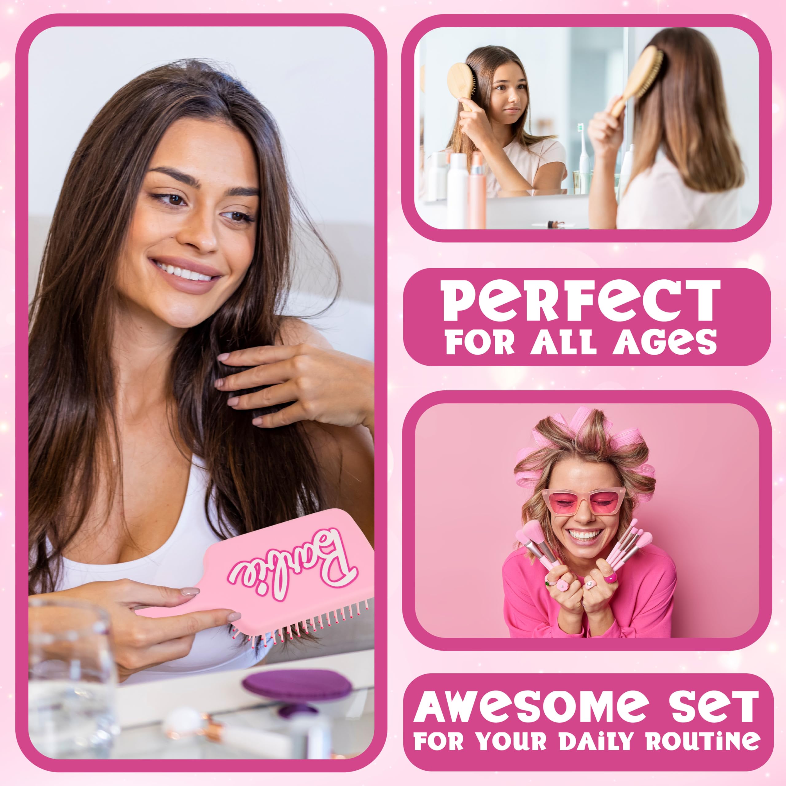 Foto 6 pulgar | Juego De Cepillos Barbie Para Desenredar El Cabello Con Cepillo De Paleta Y Espejo - Venta Internacional.