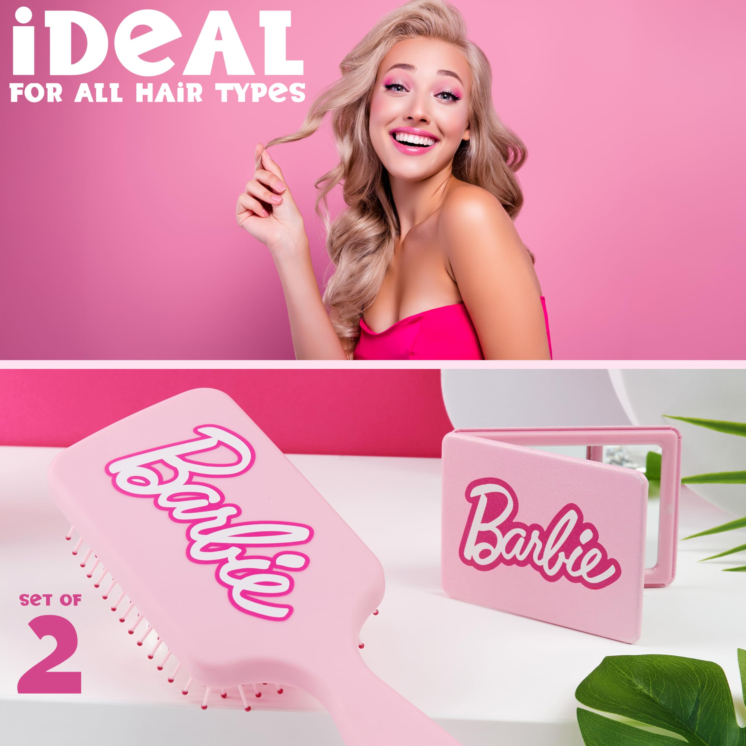 Foto 7 pulgar | Juego De Cepillos Barbie Para Desenredar El Cabello Con Cepillo De Paleta Y Espejo - Venta Internacional.