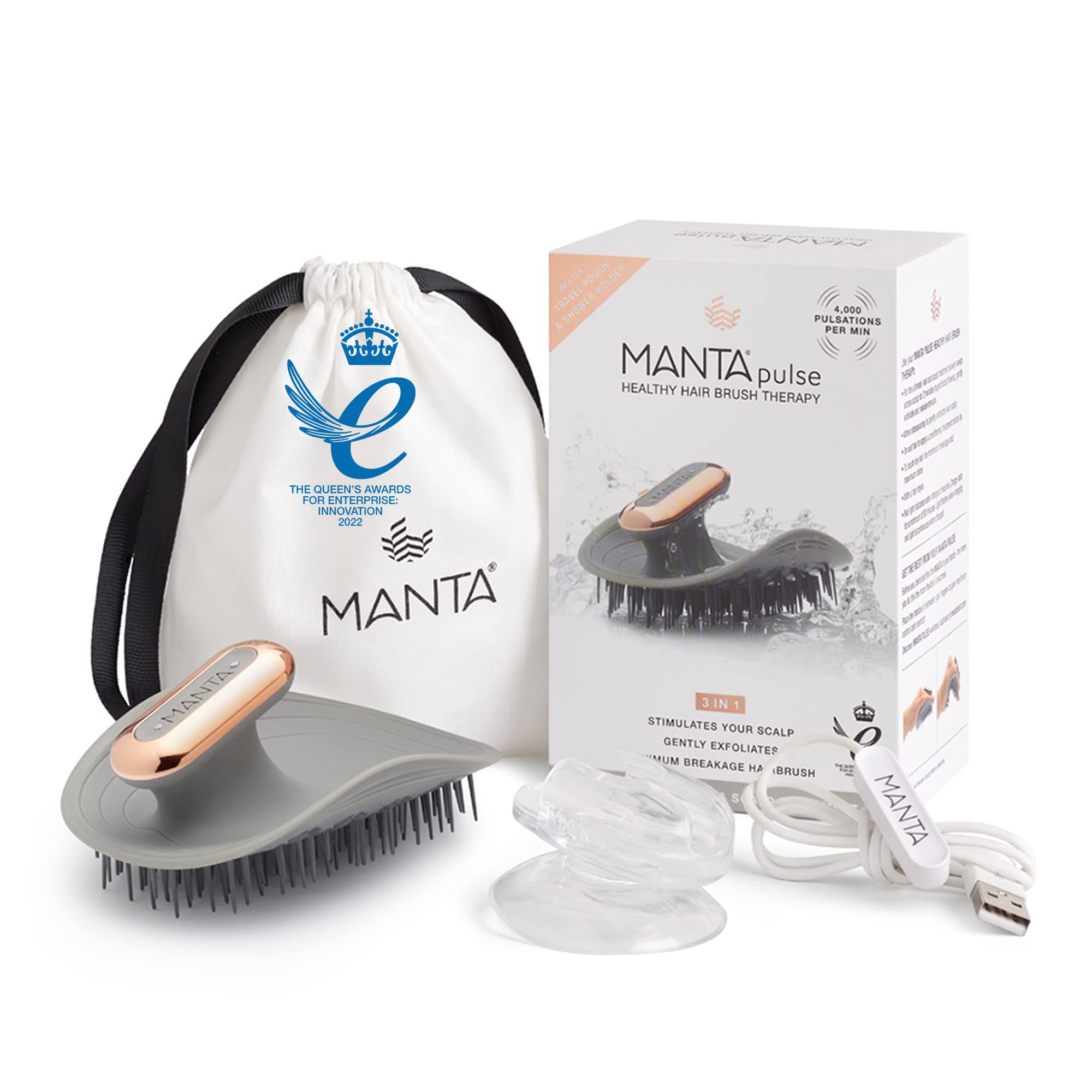 Foto 2 pulgar | Cepillo De Champú Masajeador Manta Pulse Electric Grey - Venta Internacional