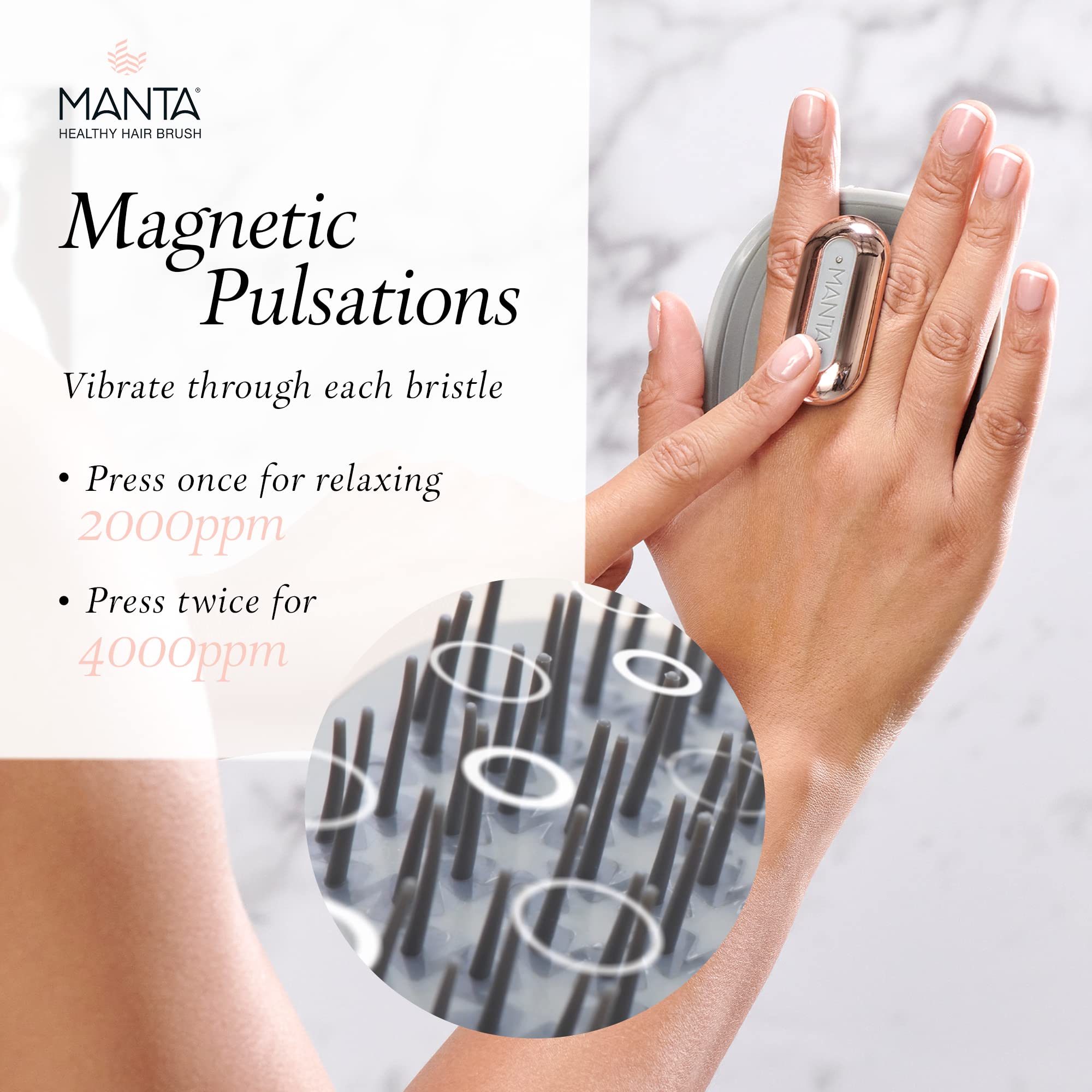 Foto 4 pulgar | Cepillo De Champú Masajeador Manta Pulse Electric Grey - Venta Internacional