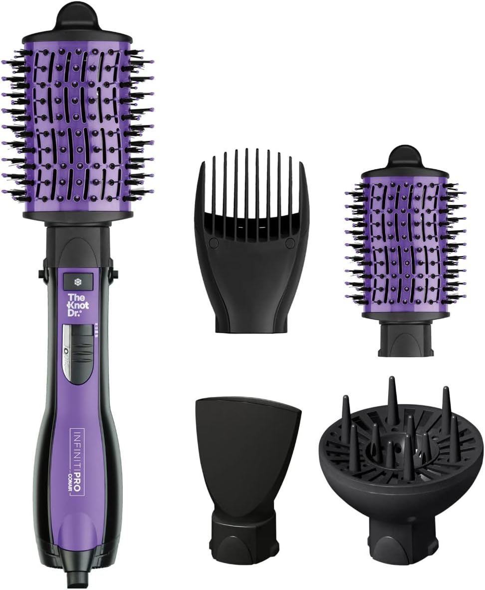 Cepillo Conair Bc123es Ovalado All In One Negro Con Morado