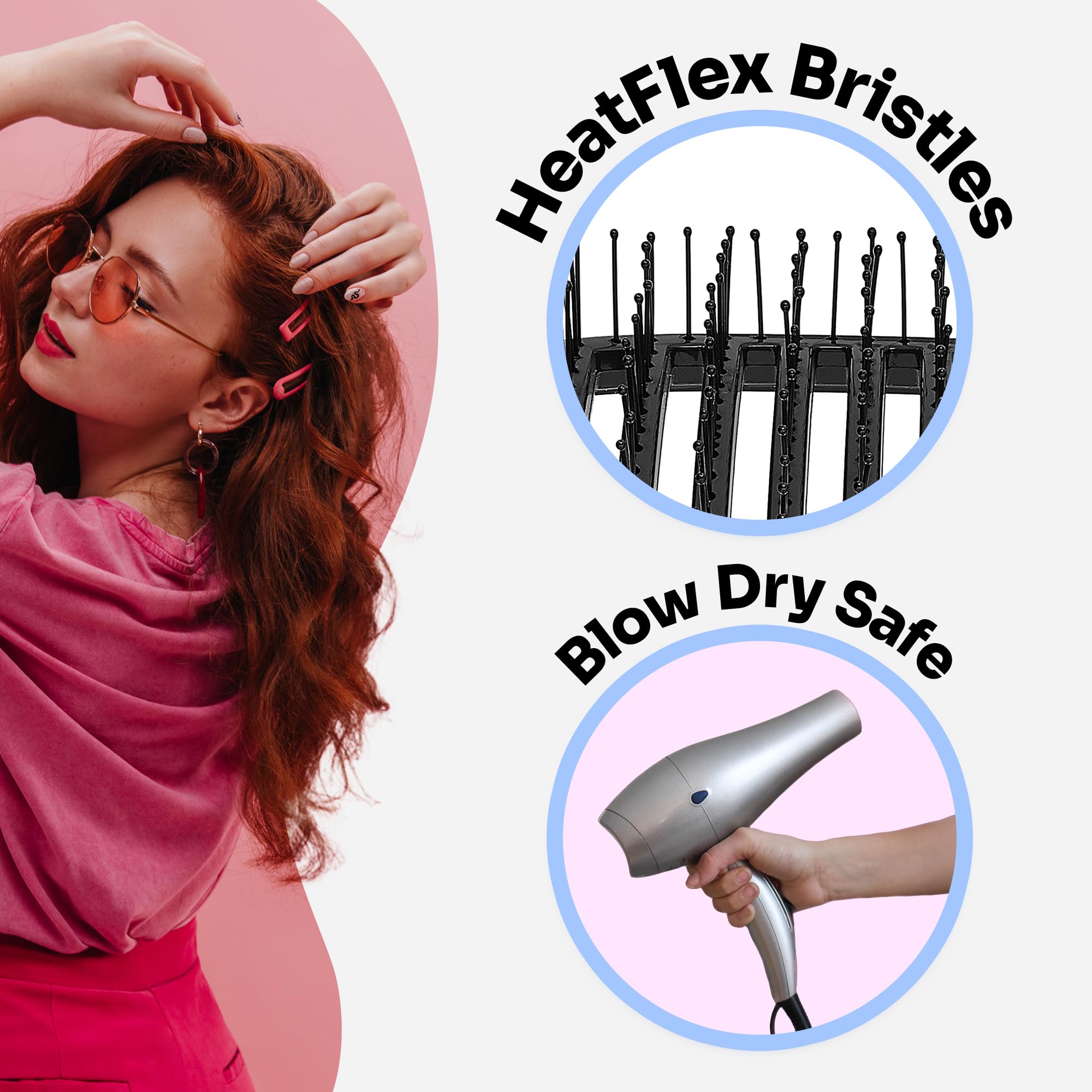 Foto 4 pulgar | Cepillo Para El Cabello, Cepillo Húmedo, Secado Rápido, Rosa, Para Bebidas, Diseño Ventilado - Venta Internacional.