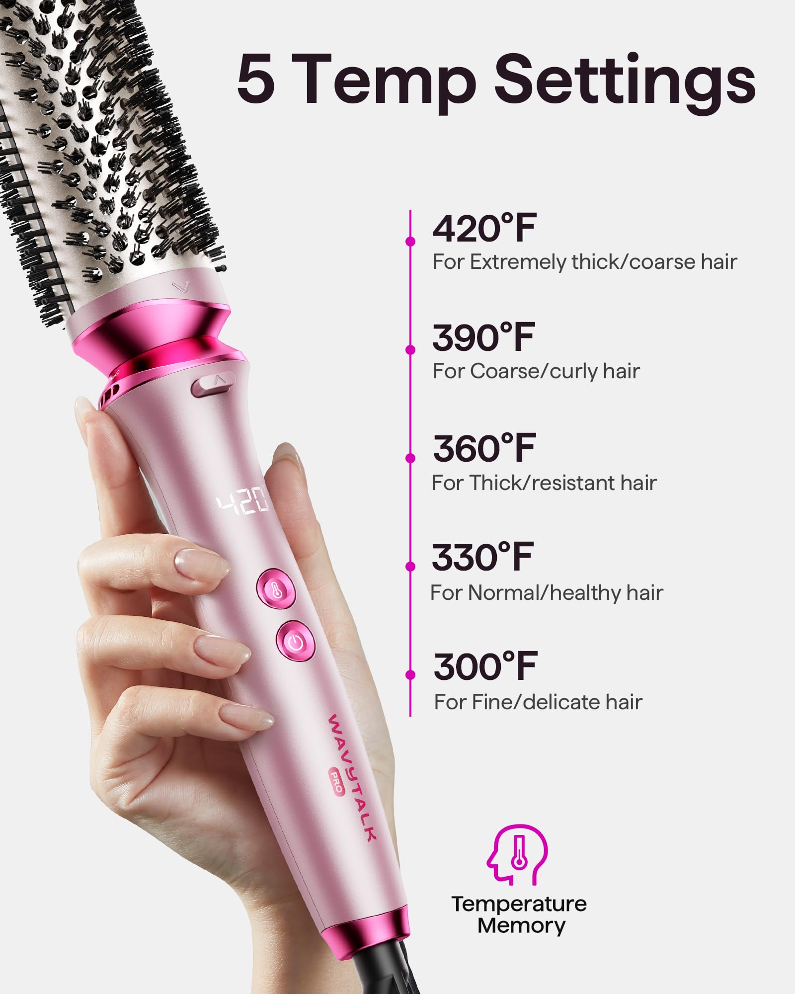 Foto 5 | Cepillo Térmico Wavytalk Pro De Iones Negativos De 4,5 Cm Con Revestimiento Cerámico - Venta Internacional.