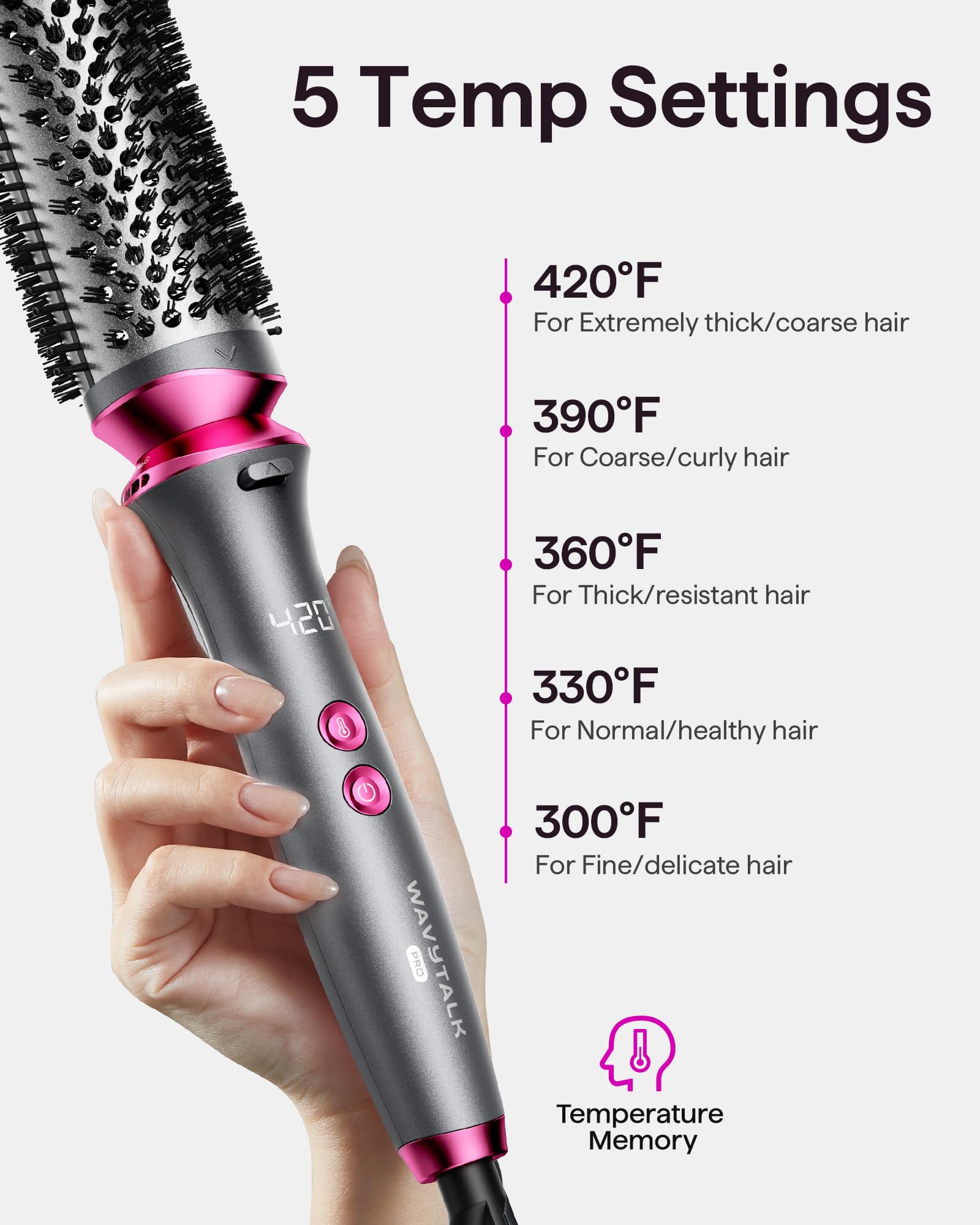 Foto 5 | Cepillo Térmico Wavytalk Pro De 1.5 Pulgadas, Desmontable, Rizado, Gris Oscuro - Venta Internacional.