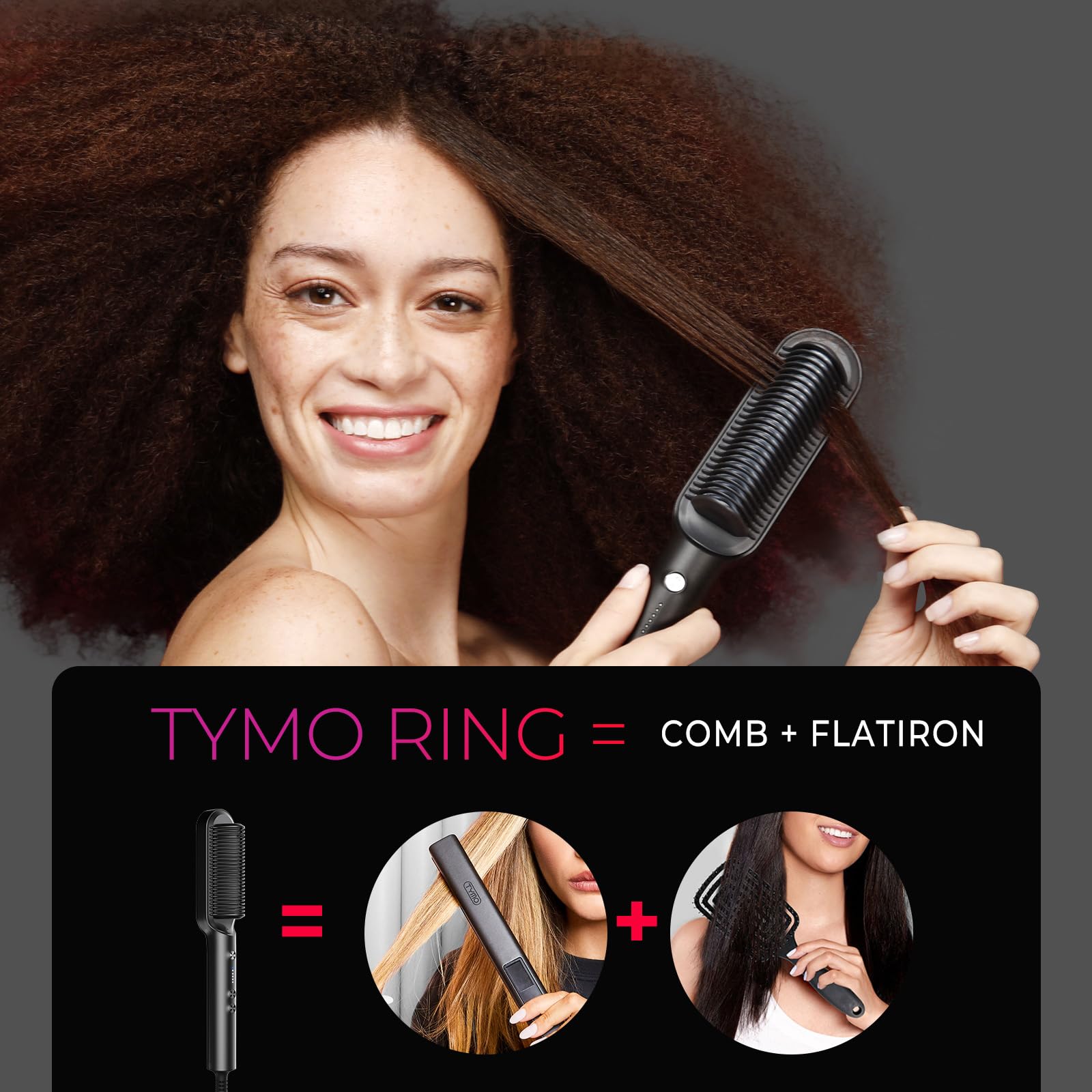 Foto 3 pulgar | Plancha de Cerámica Tymo Ring para Alisar y Dar Volumen al Cabello - Venta Internacional