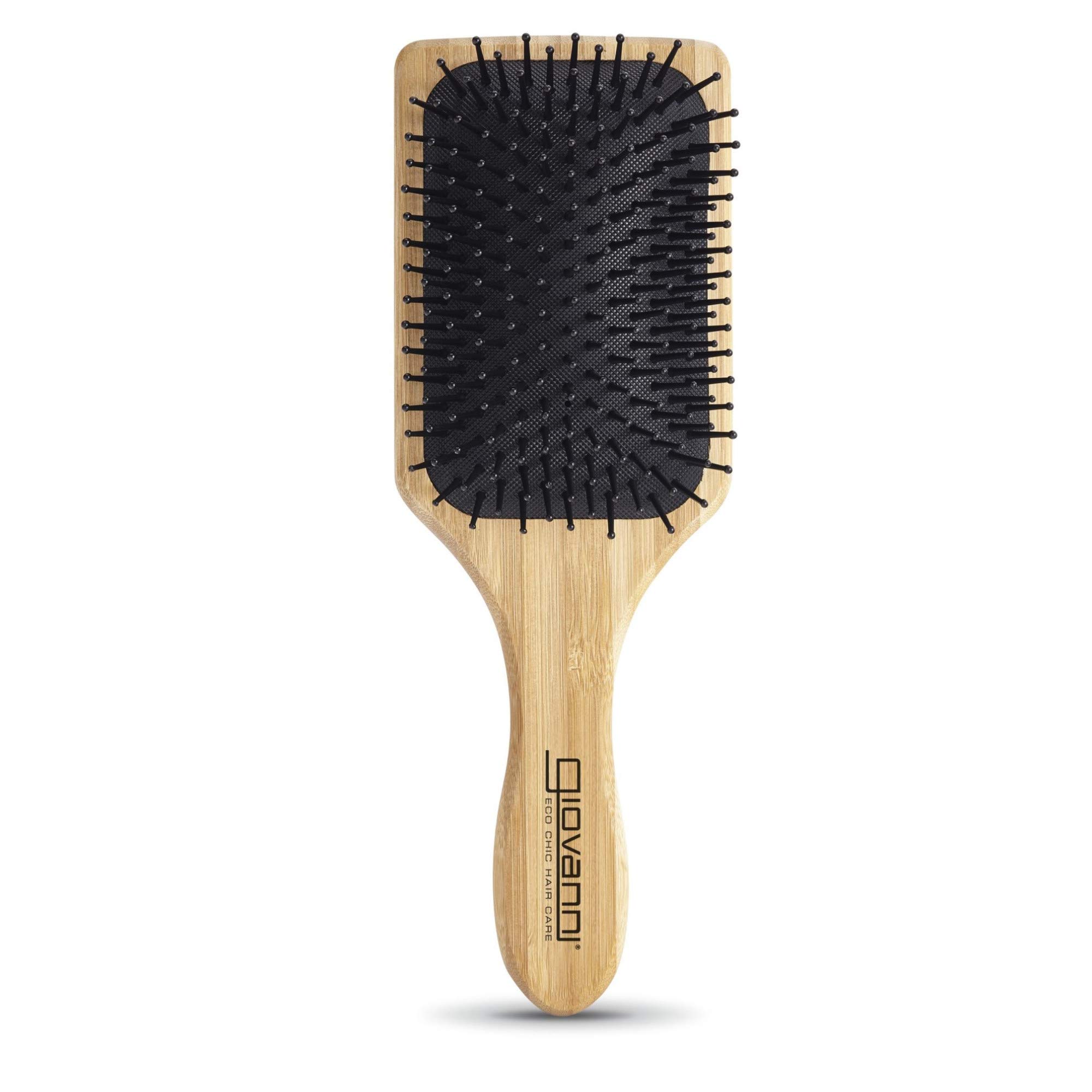 Cepillo De Pelo Giovanni Con Paleta Rectangular Con Mango De Bambú, Color Beige - Venta Internacional.