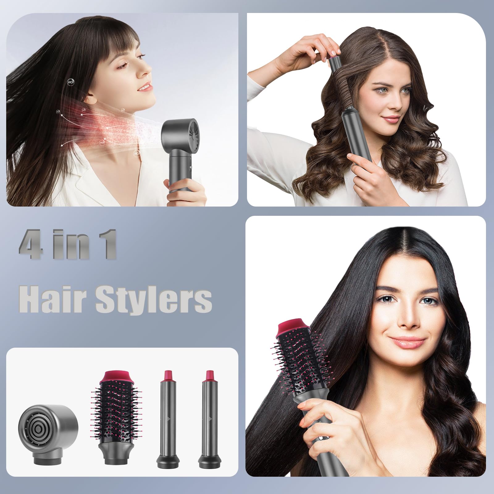 Foto 2 | Juego De Cepillos Para Secador De Pelo, 4 En 1, Multiaireador, Iónico, 38 M/s - Venta Internacional.
