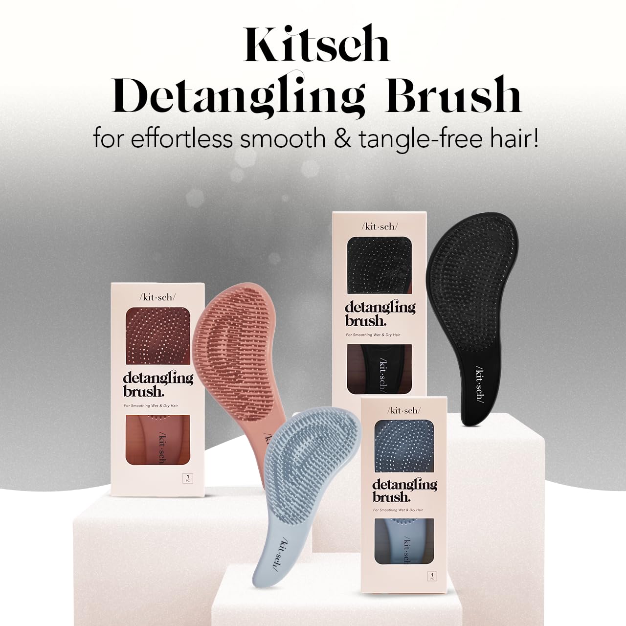 Foto 6 | Cepillo Desenredante Kitsch Para Cabello Seco Y Húmedo Para Adultos Y Niños, Color Negro - Venta Internacional.