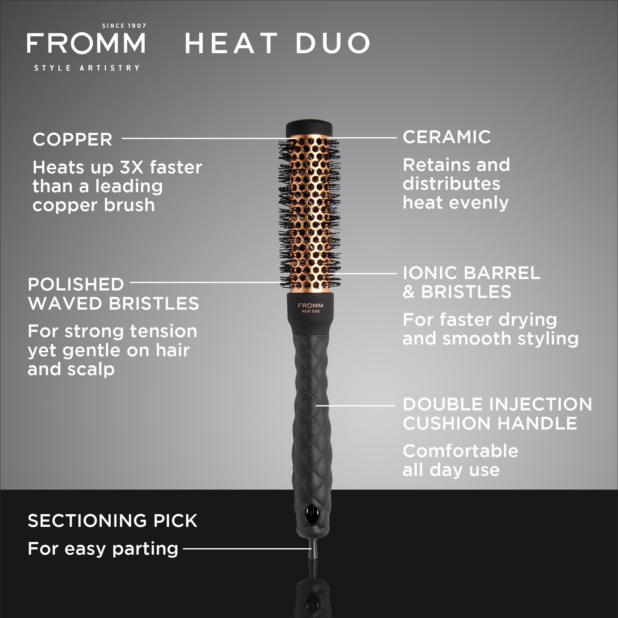 Foto 3 pulgar | Cepillo Redondo Fromm Heat Duo Copper X Ceramic 1 Para Cabello - Venta Internacional.