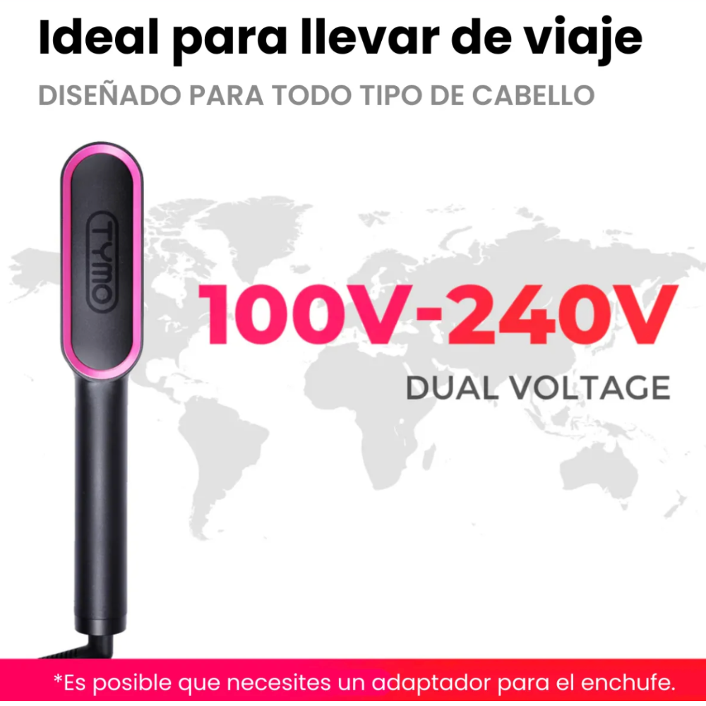 Foto 7 pulgar | Cepillo Peine Alaciador Eléctrico Tymo Ring Plancha Cabello Negro Y Púrpura