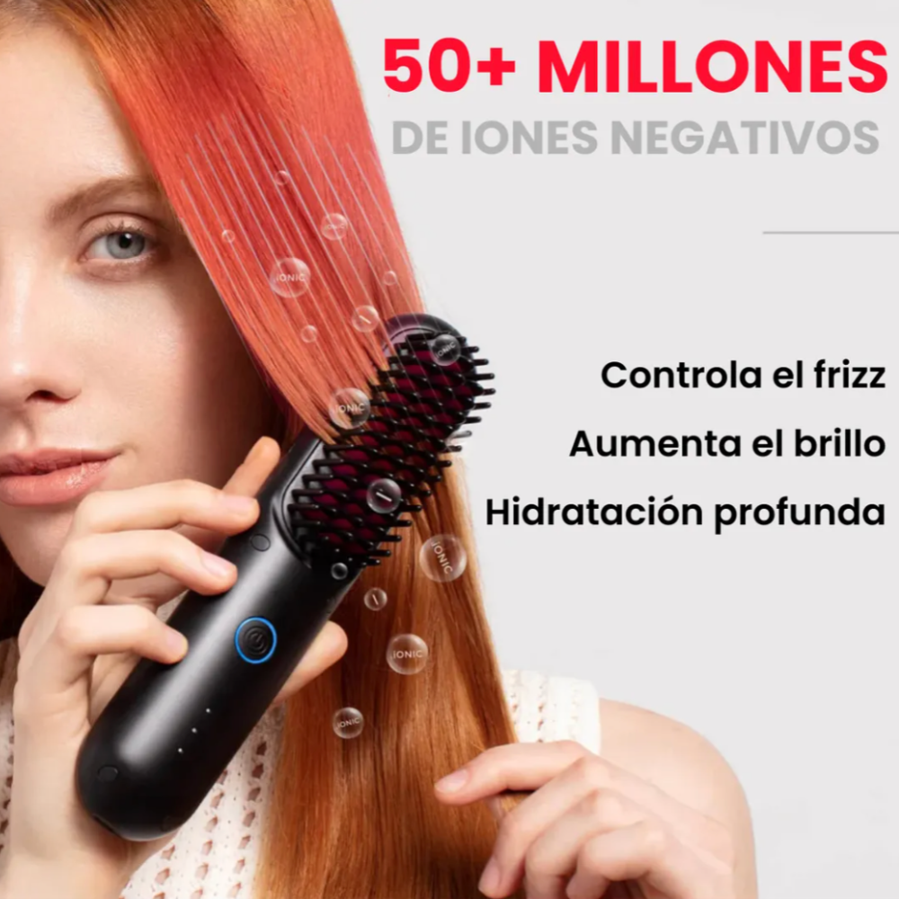 Foto 6 pulgar | Cepillo Peine Alaciador Eléctrico Inalambrico Para Cabello Tymo Portapro Eco Negro