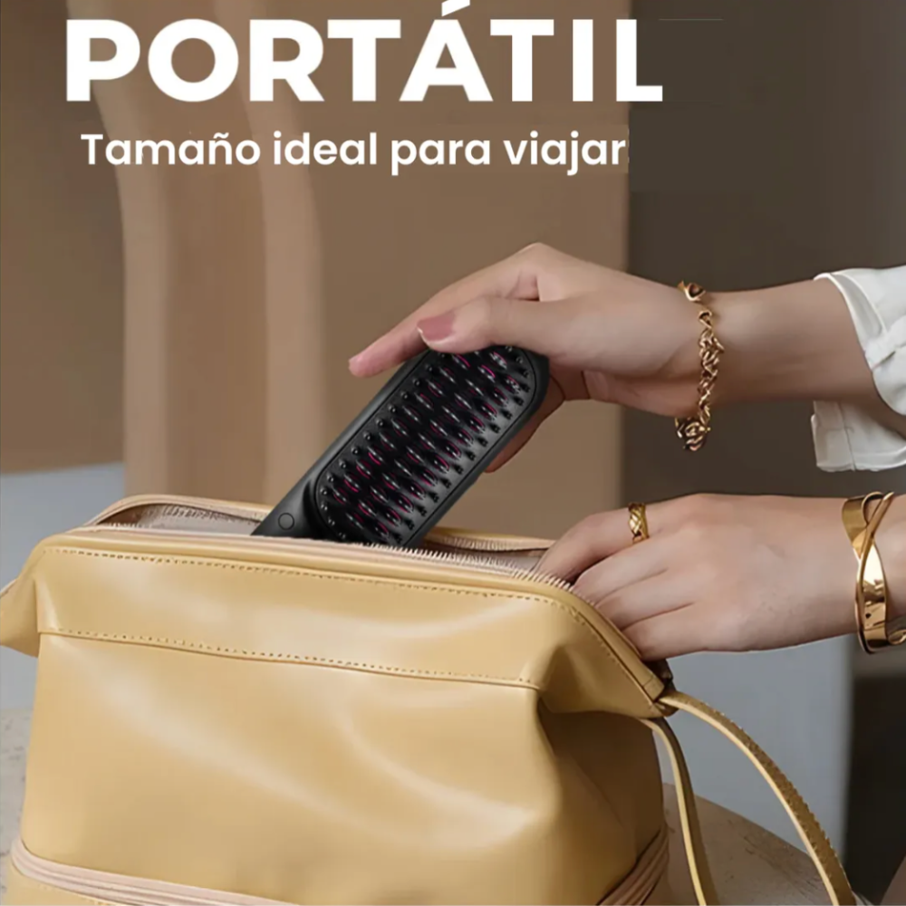 Foto 7 | Cepillo Peine Alaciador Eléctrico Inalambrico Para Cabello Tymo Portapro Eco Negro