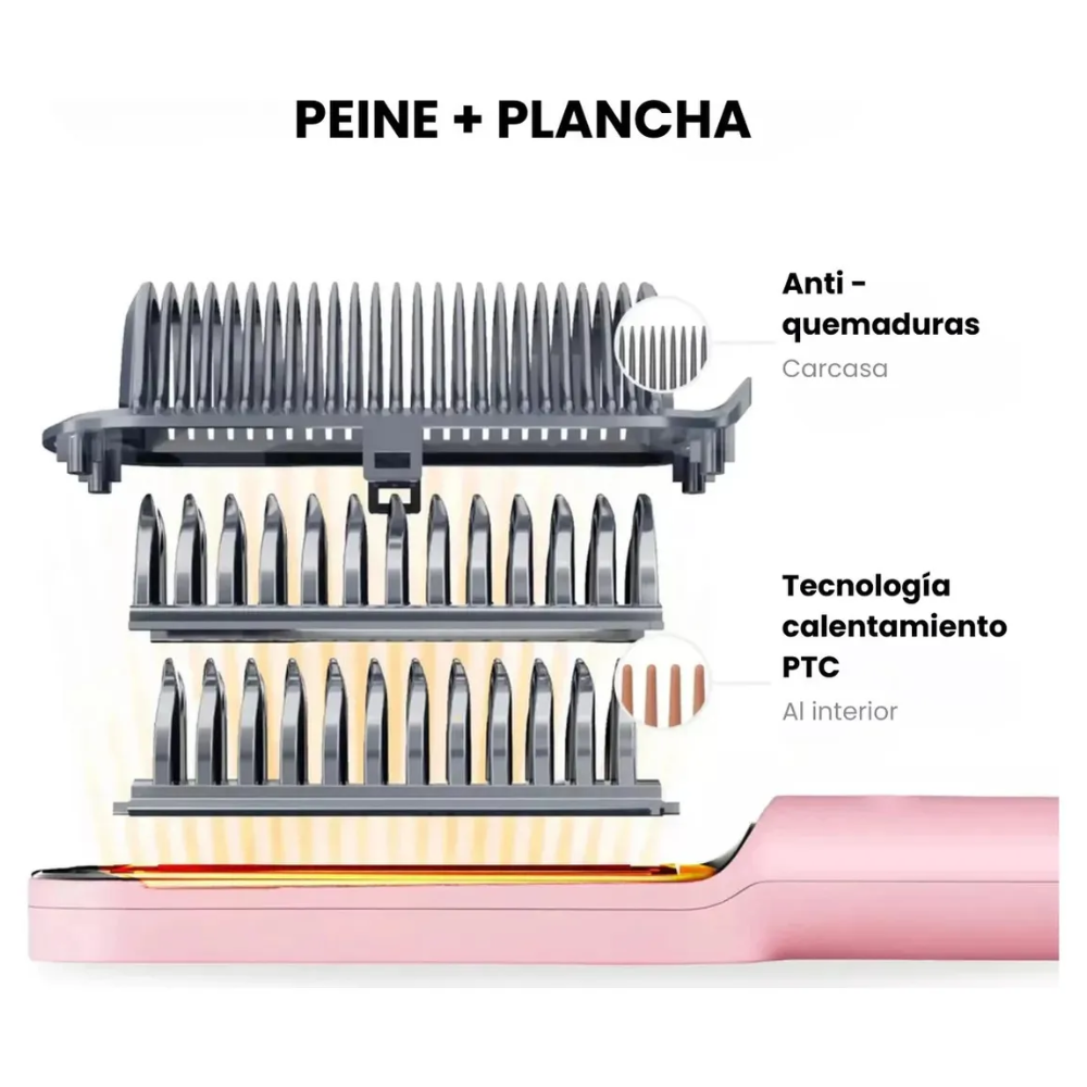Foto 5 pulgar | Cepillo Peine Alaciador Alisador Eléctrico Para Cabello Tymo Ring Rosa Plancha Para Cabello
