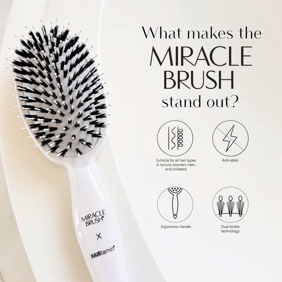 Foto 3 pulgar | Cepillo De Pelo Con Forma De Paleta Hairtamin Miracle Para Todo Tipo De Cabello - Venta Internacional.