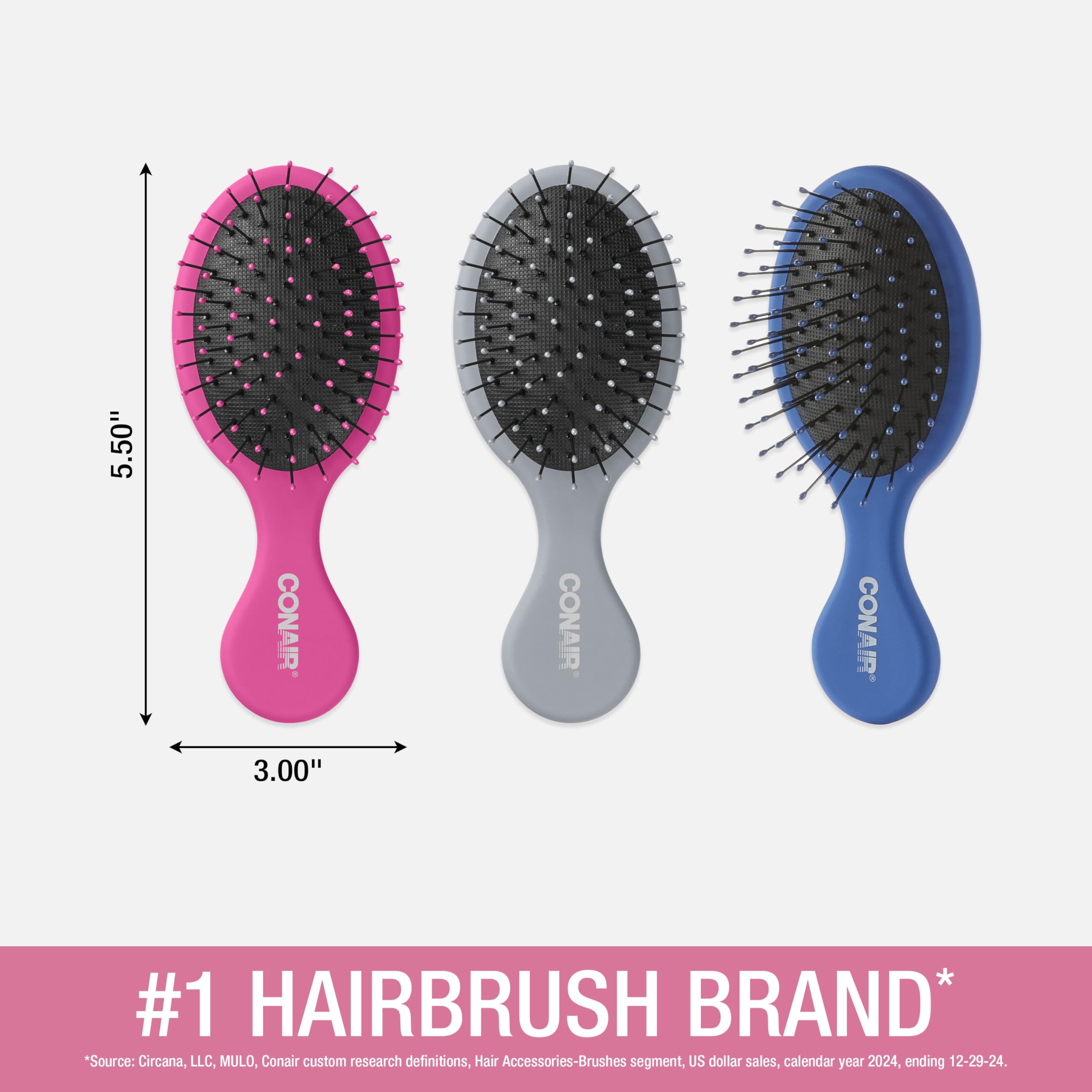 Foto 3 pulgar | Set De Cepillos Conair Detangling Mini, Paquete De 3 Unidades, Para Cabello Húmedo O Seco - Venta Internacional.