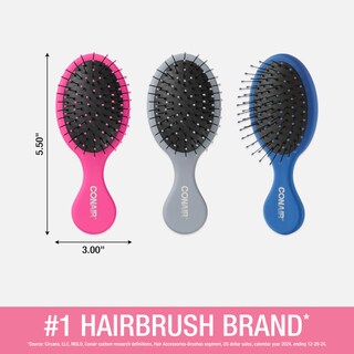 Foto 2 | Set De Cepillos Conair Detangling Mini, Paquete De 3 Unidades, Para Cabello Húmedo O Seco - Venta Internacional.