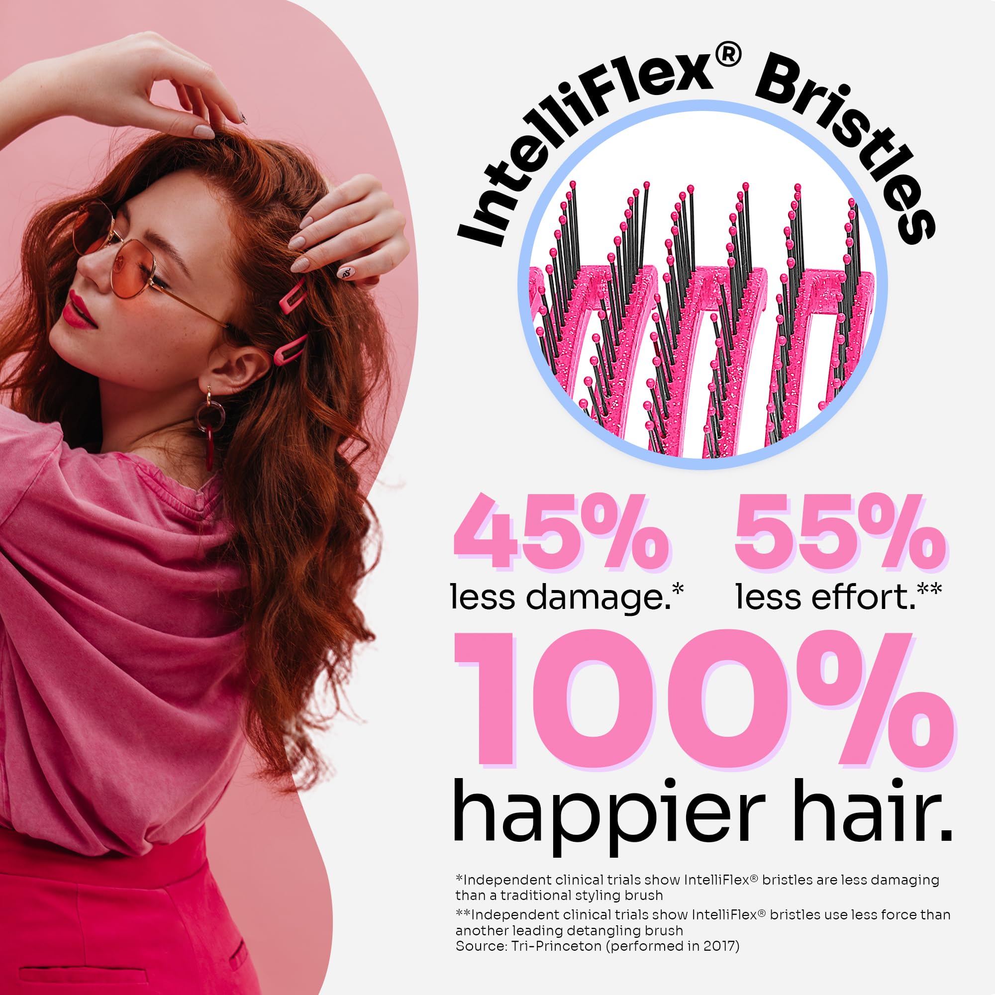 Foto 3 | Cepillo Para Cabello, Cepillo Húmedo, Desenredante De Ducha, Purpurina Rosa - Venta Internacional.