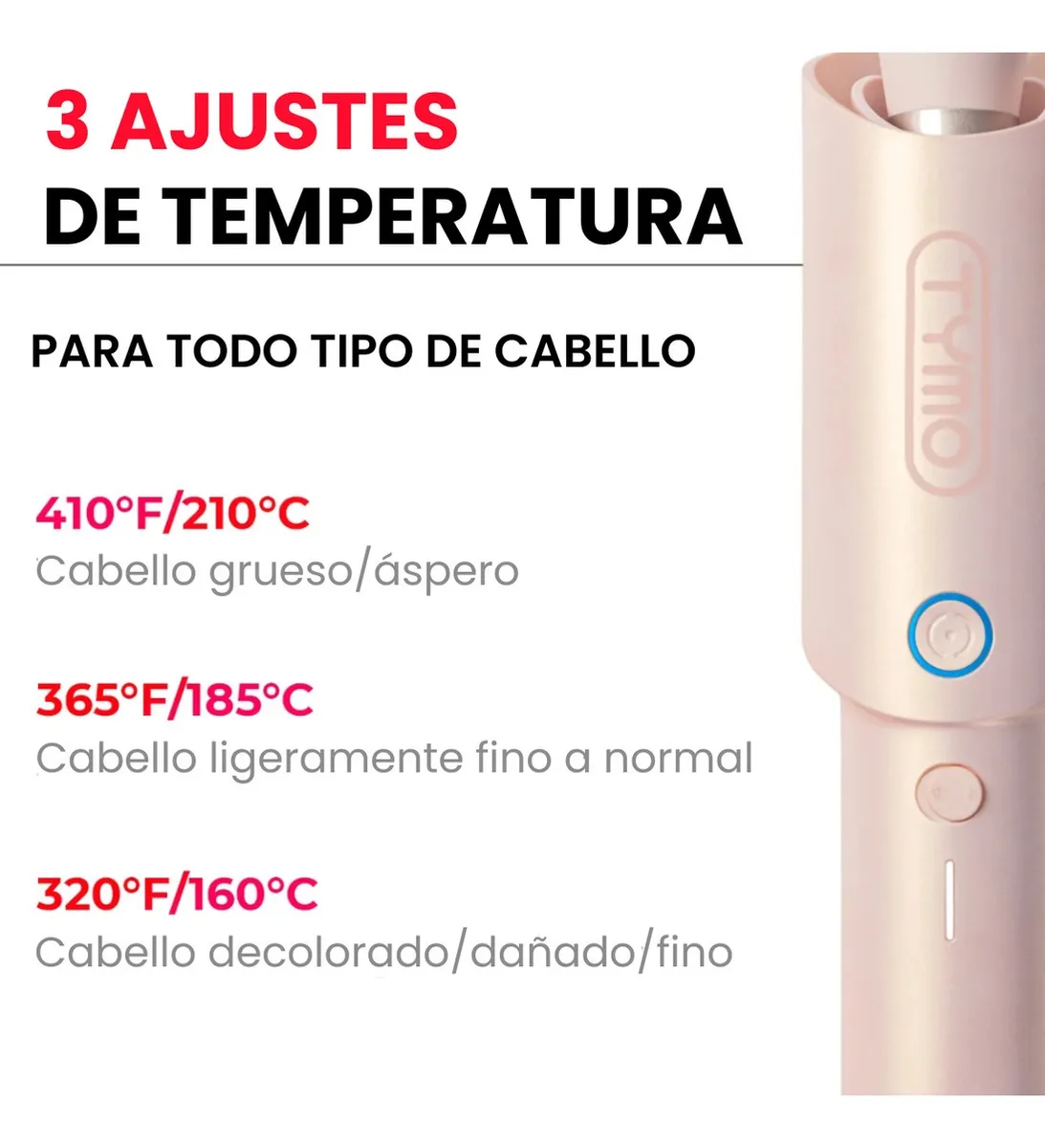 Foto 8 pulgar | Kit Cepillo Electrico Tymo Ring Y Rizadora Tenaza De Cabello