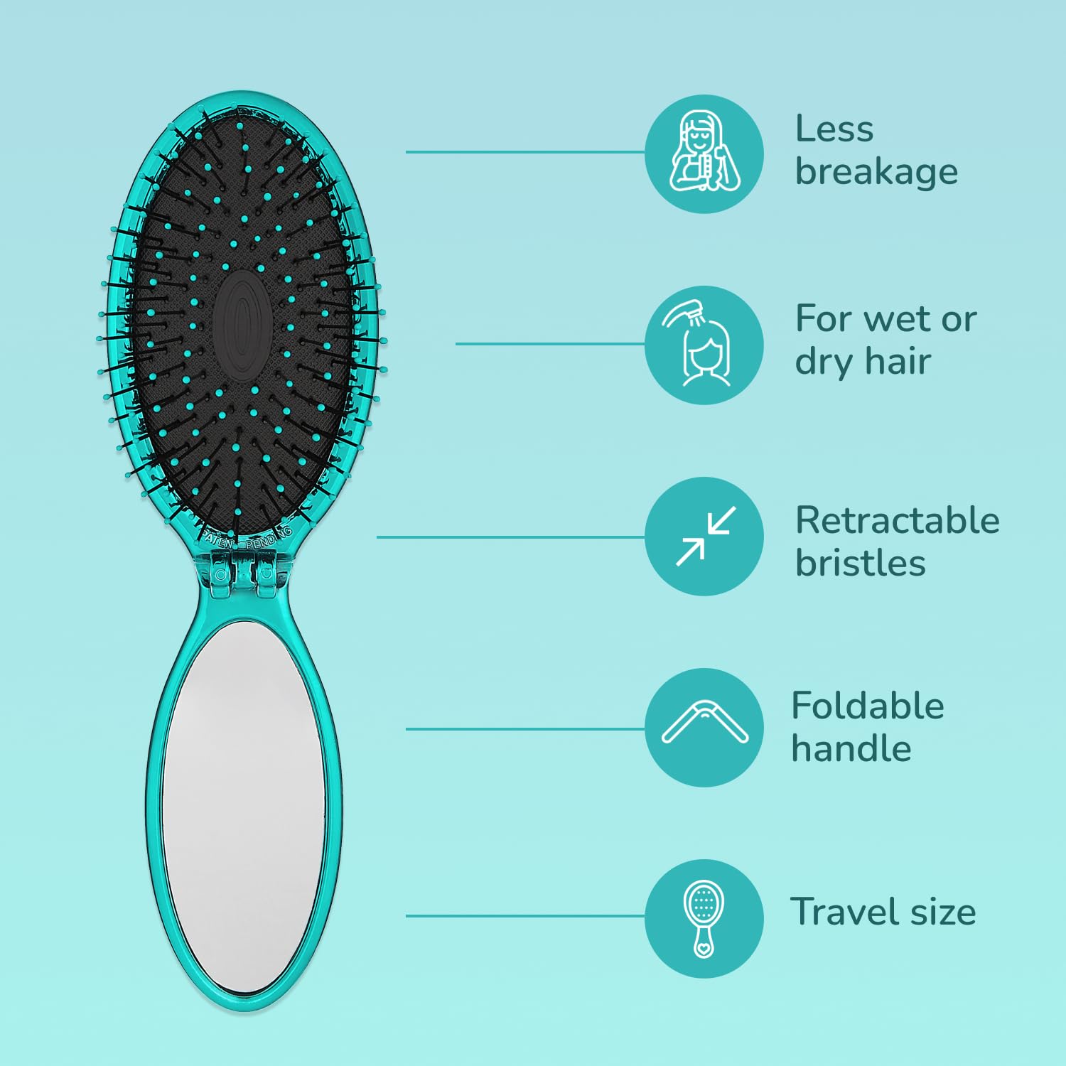 Foto 3 | Cepillo Húmedo Pop Go Detangler  Azul Turquesa  Viaje (x2) - Venta Internacional.