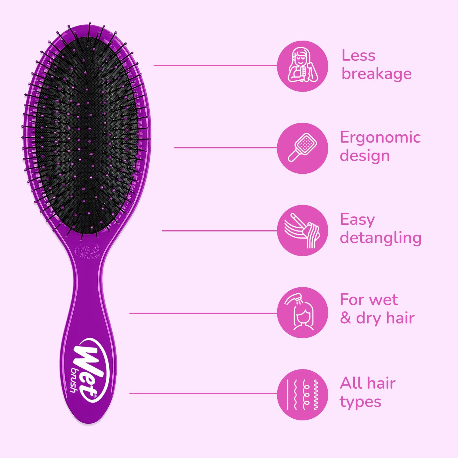 Foto 4 pulgar | Cepillo De Pelo Húmedo Original Detangling Purple (paquete De 2) - Venta Internacional.
