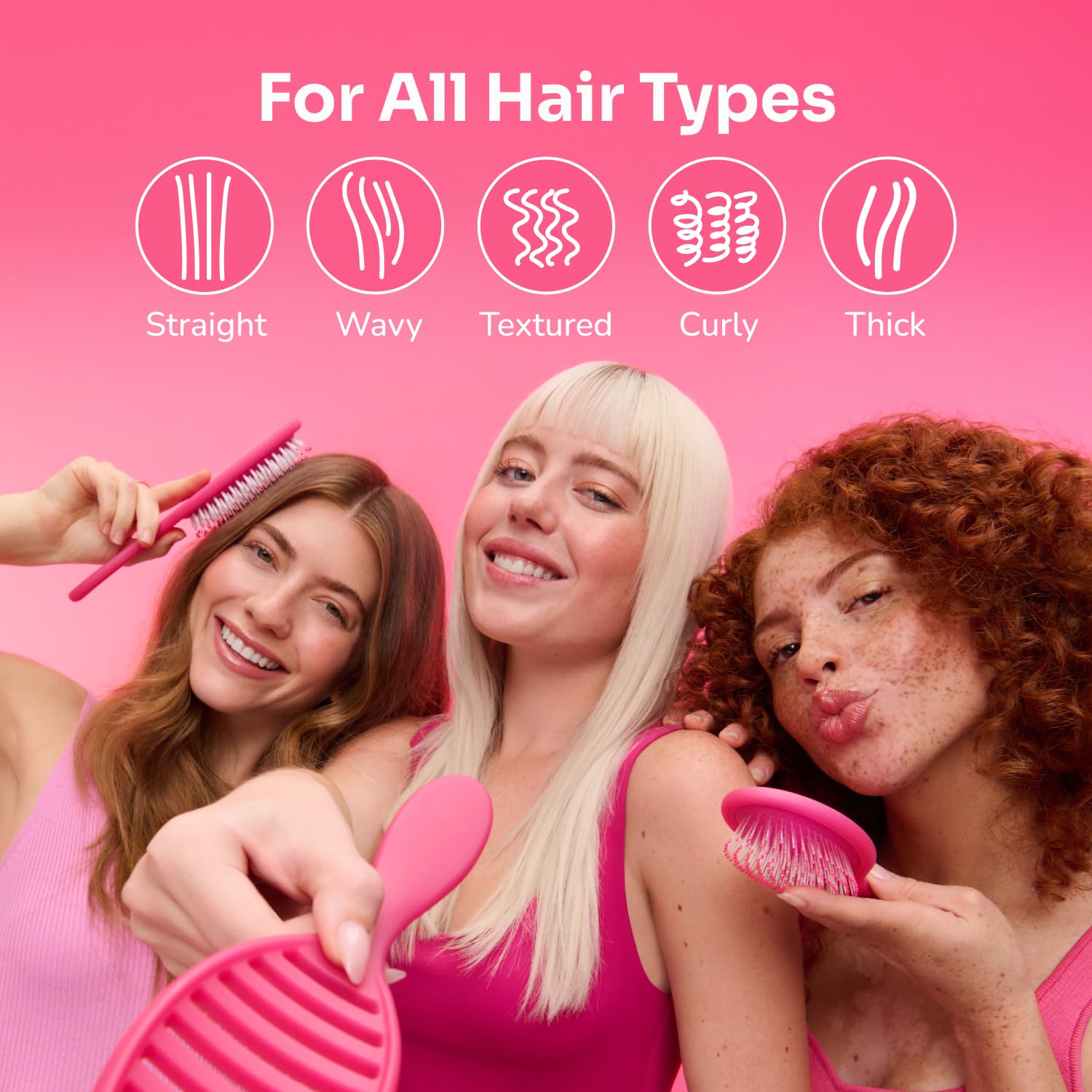 Foto 2 | Cepillo Para El Cabello  Cepillo Húmedo  Secado Rápido  Rosa  Escarcha  Diseño Ventilado - Venta Internacional.