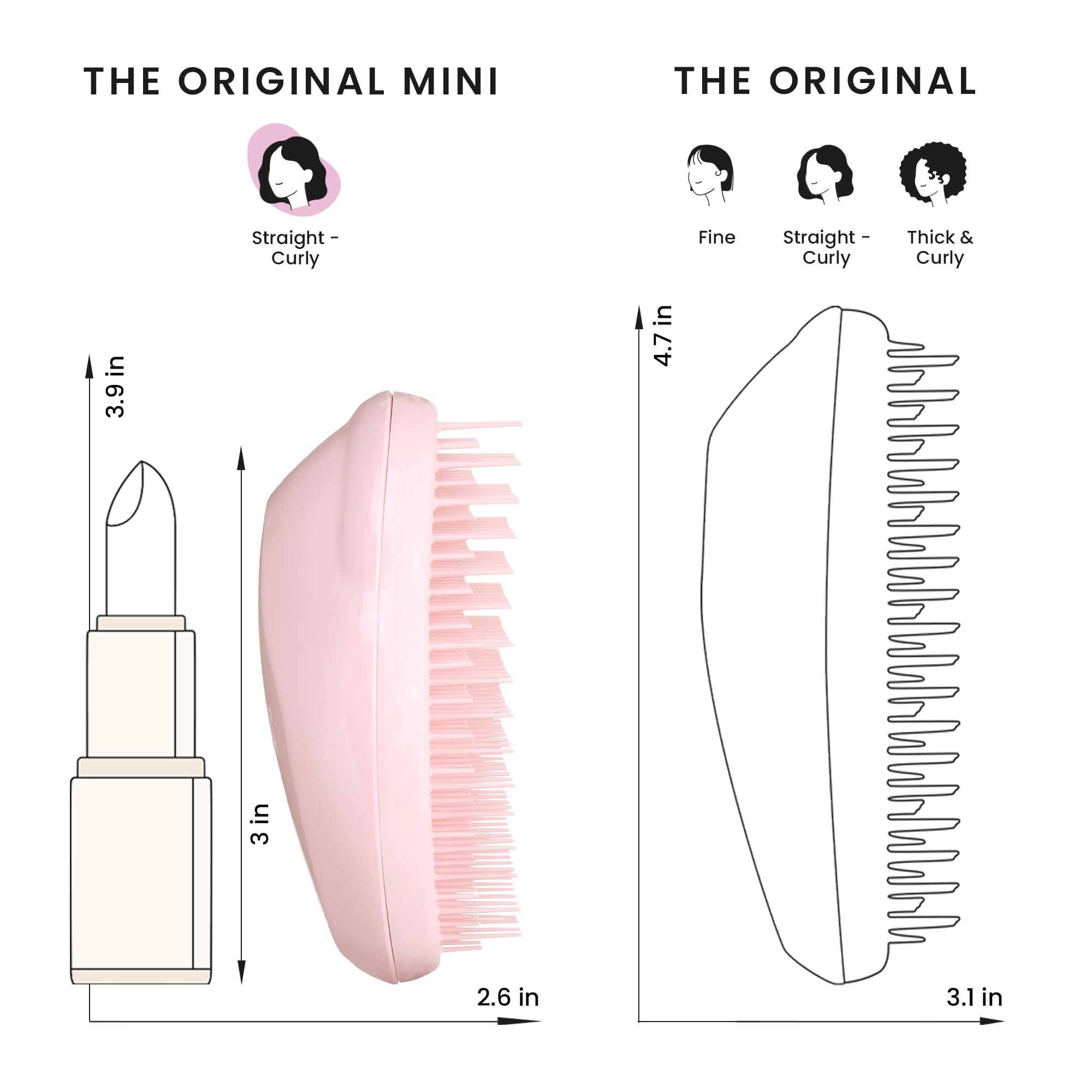 Foto 8 pulgar | Cepillo De Pelo Tangle Teezer Original Detangler Mini Millennial Pink - Venta Internacional.