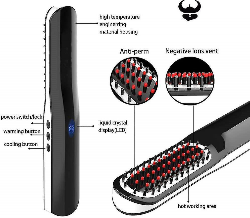 Foto 5 pulgar | Alisador De Pelo  Alisador De Barba  Cepillo Inalámbrico Con Calefacción - Venta Internacional.