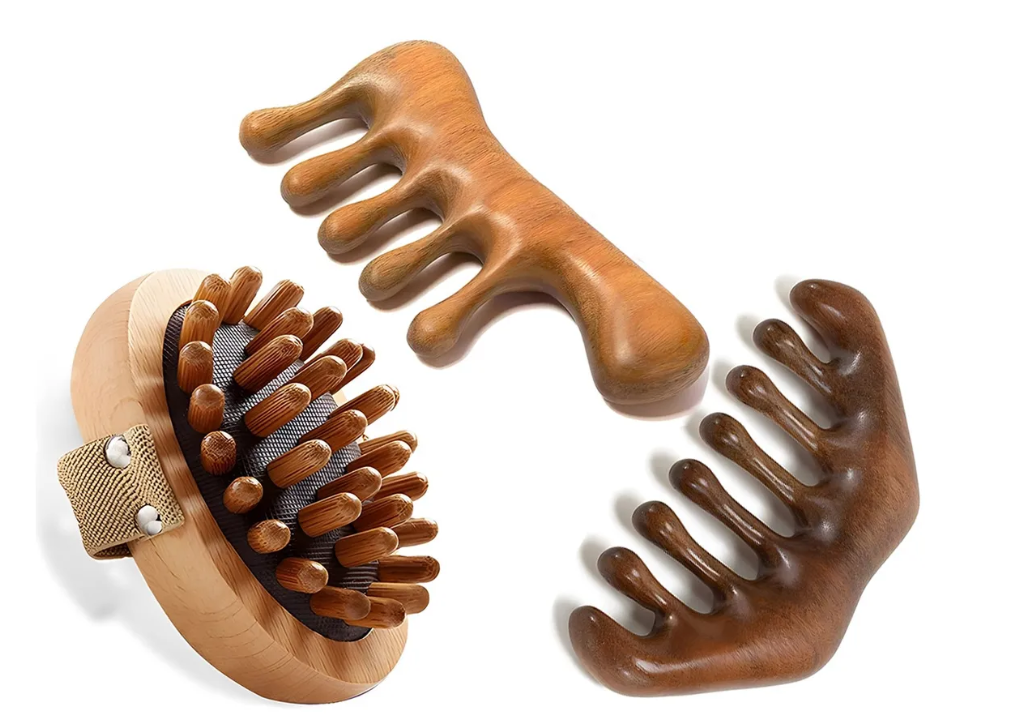 Xtellar 3pcs Peines Masajeador De Cabeza De Madera De Sándalo Guasha