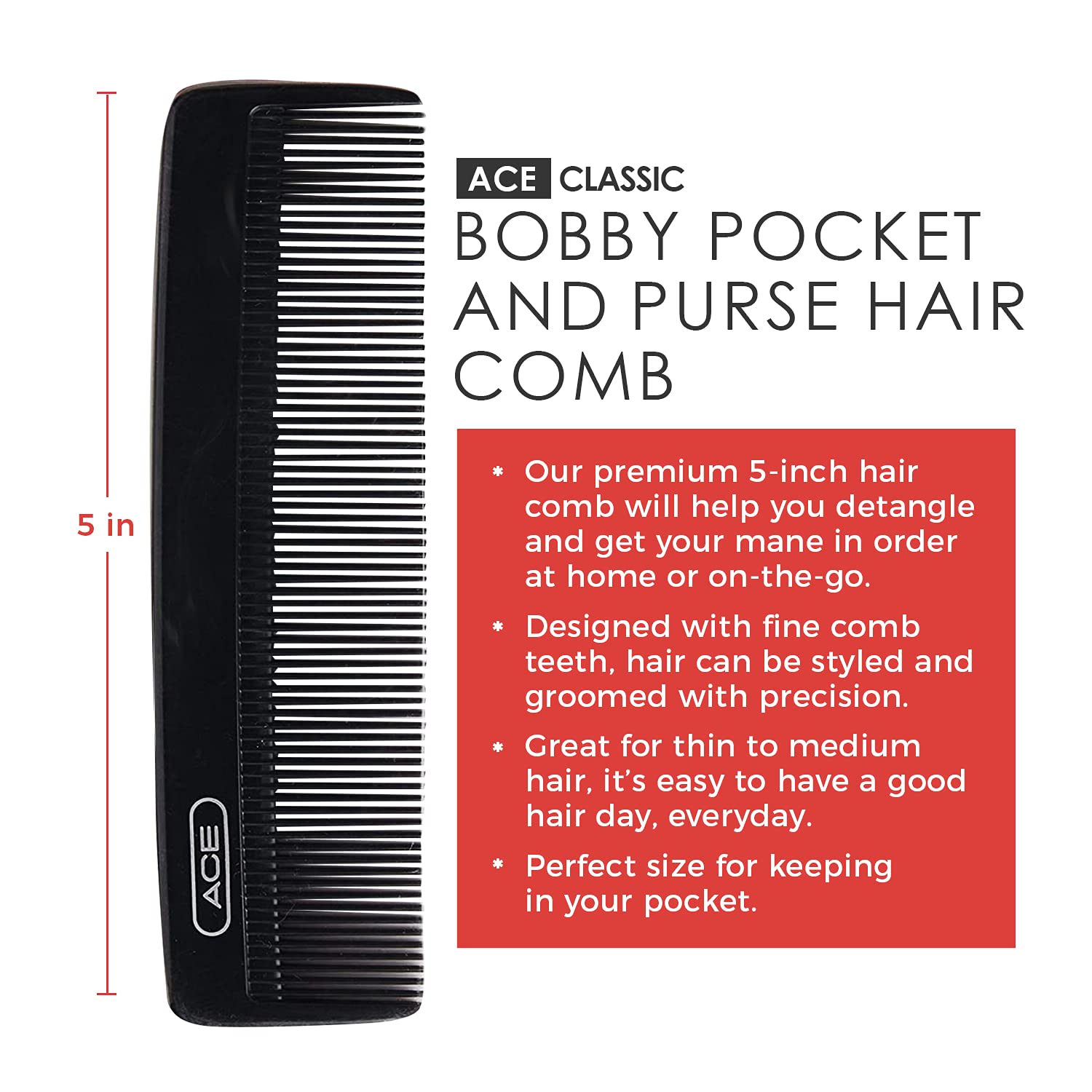 Foto 2 | Bolsillo Y Monedero Comb Goody Ace Classic Bobby De 13 Cm, Color Negro (paquete De 2) - Venta Internacional.