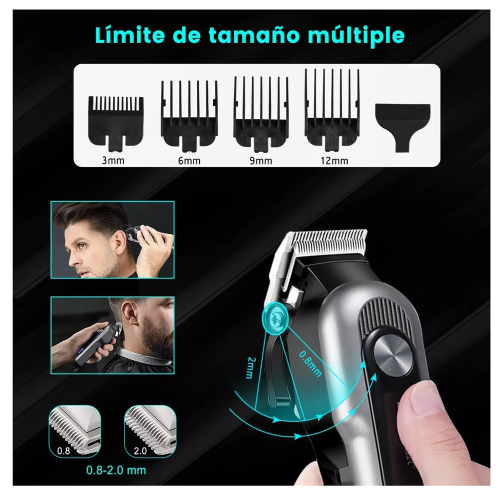 Foto 4 pulgar | Maquina de Cortar Cabello BELUG color Negro Profesional Pantalla LED para Hombre