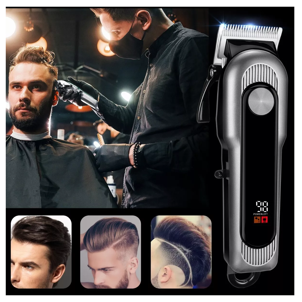 Foto 4 | Maquina de Cortar Cabello BELUG color Negro Profesional Pantalla LED para Hombre