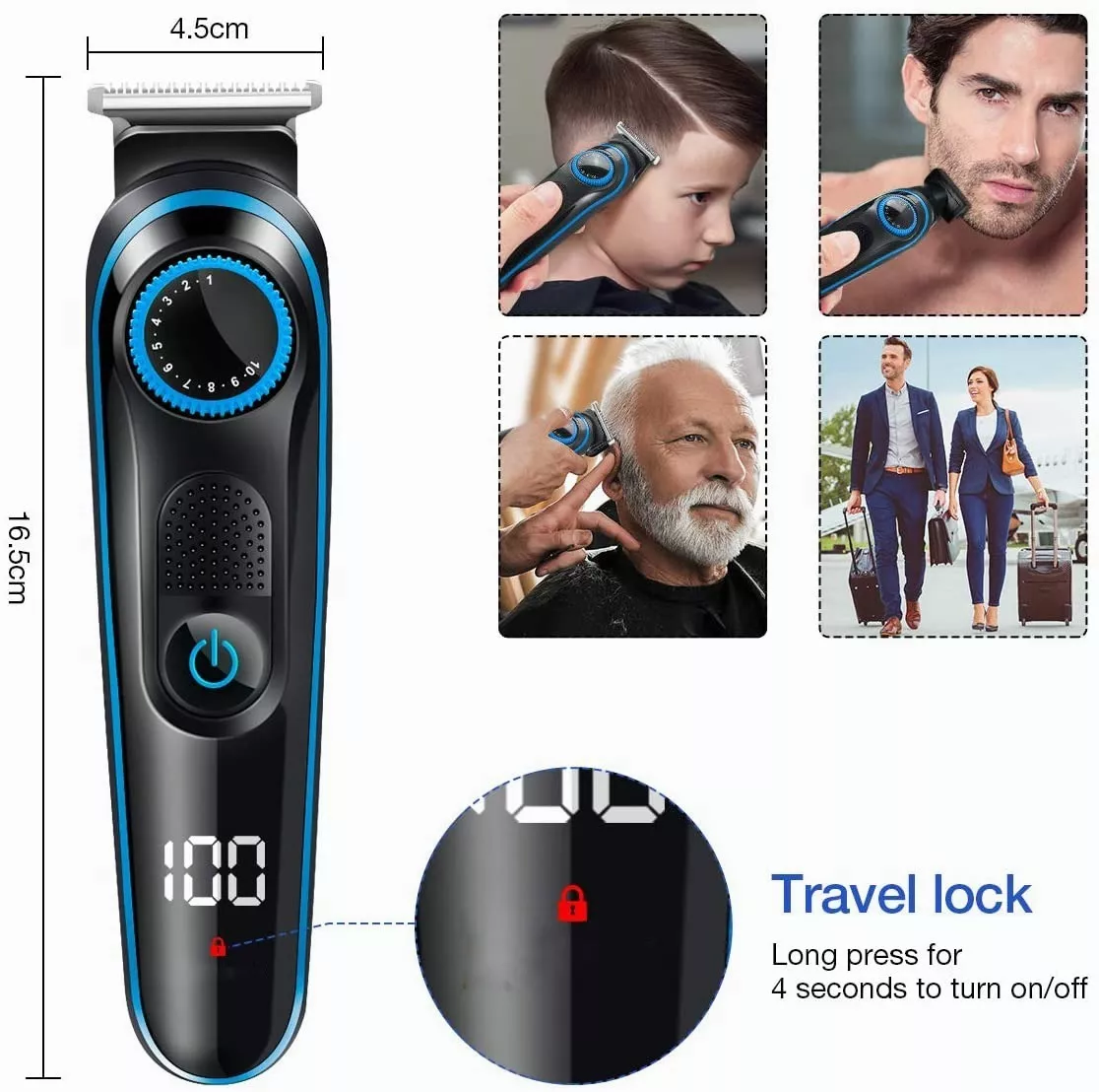 Foto 3 pulgar | Cortadora de Cabello Belug Inalámbrica 5 en 1 color Negro 12 Piezas