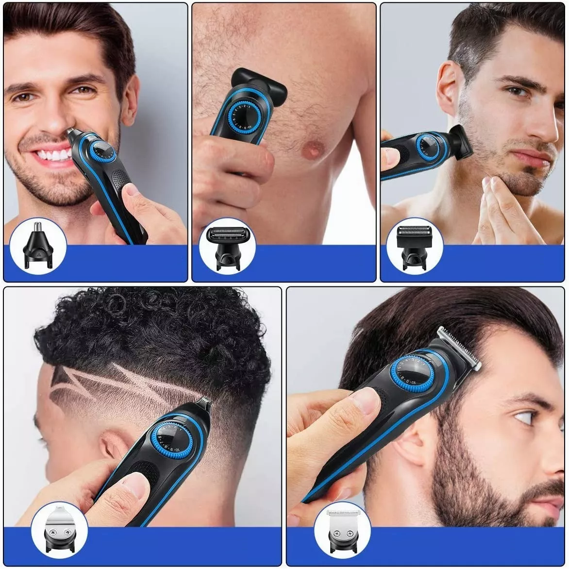Foto 5 pulgar | Cortadora de Cabello Belug Inalámbrica 5 en 1 color Negro 12 Piezas