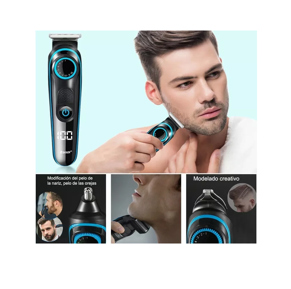 Foto 6 pulgar | Cortadora de Cabello Belug Inalámbrica 5 en 1 color Negro 12 Piezas
