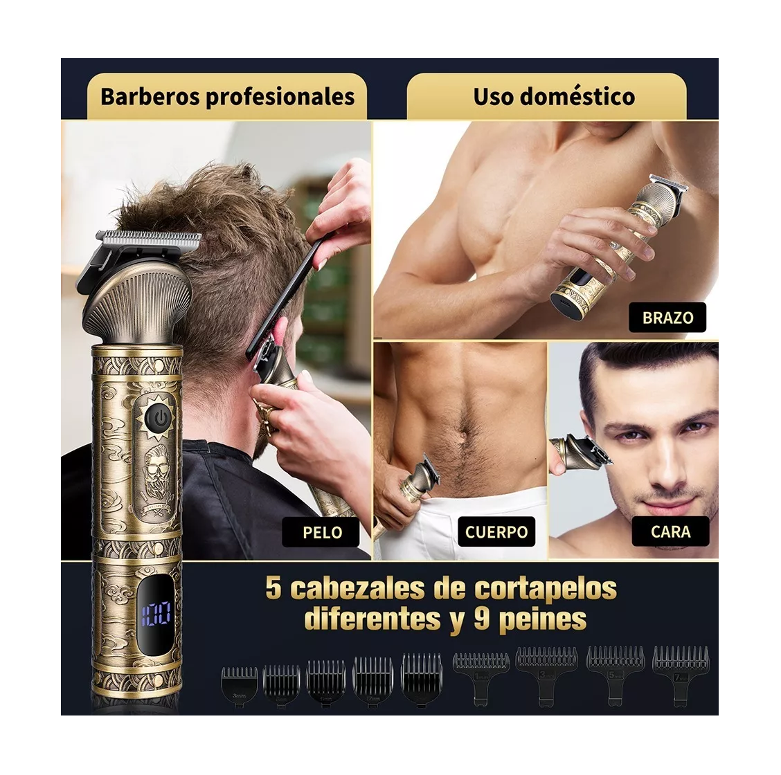 Foto 4 pulgar | Máquina para Cortar Cabello BELUG Rasuradoras Kit Profesional Dorada