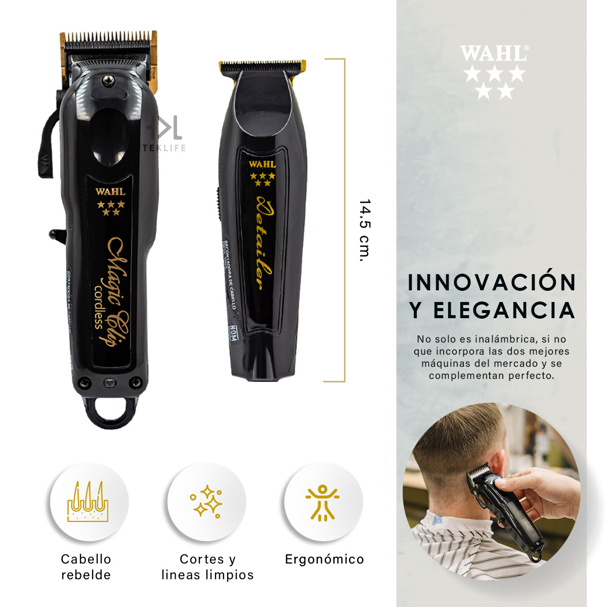 Foto 4 pulgar | Barber Combo Black Inalámbrico Wahl Magic Clip + Detailer Li