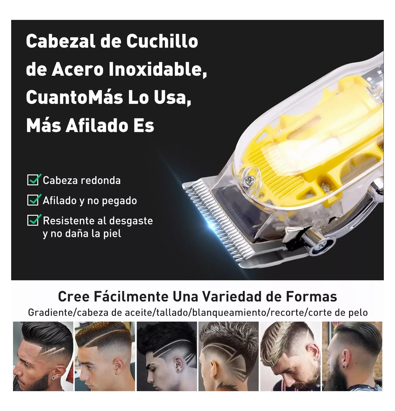 Foto 6 pulgar | Maquina Para Cortar Cabello Rasuradora Kit, Amarilla