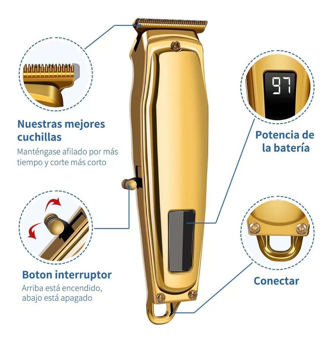 Foto 4 pulgar | Máquina Para Cortar Cabello Trimmer Rasuradoras, Dorado