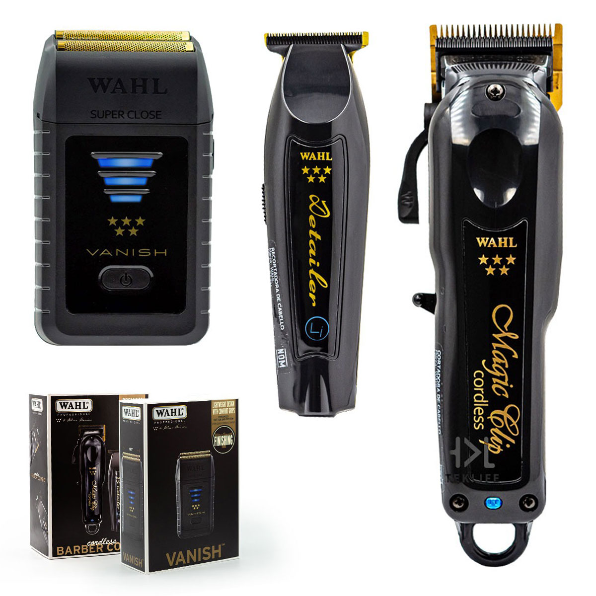 Combo Barber Wahl Professional Black Magic Clip y Detailer Li + Rasuradora Vanish