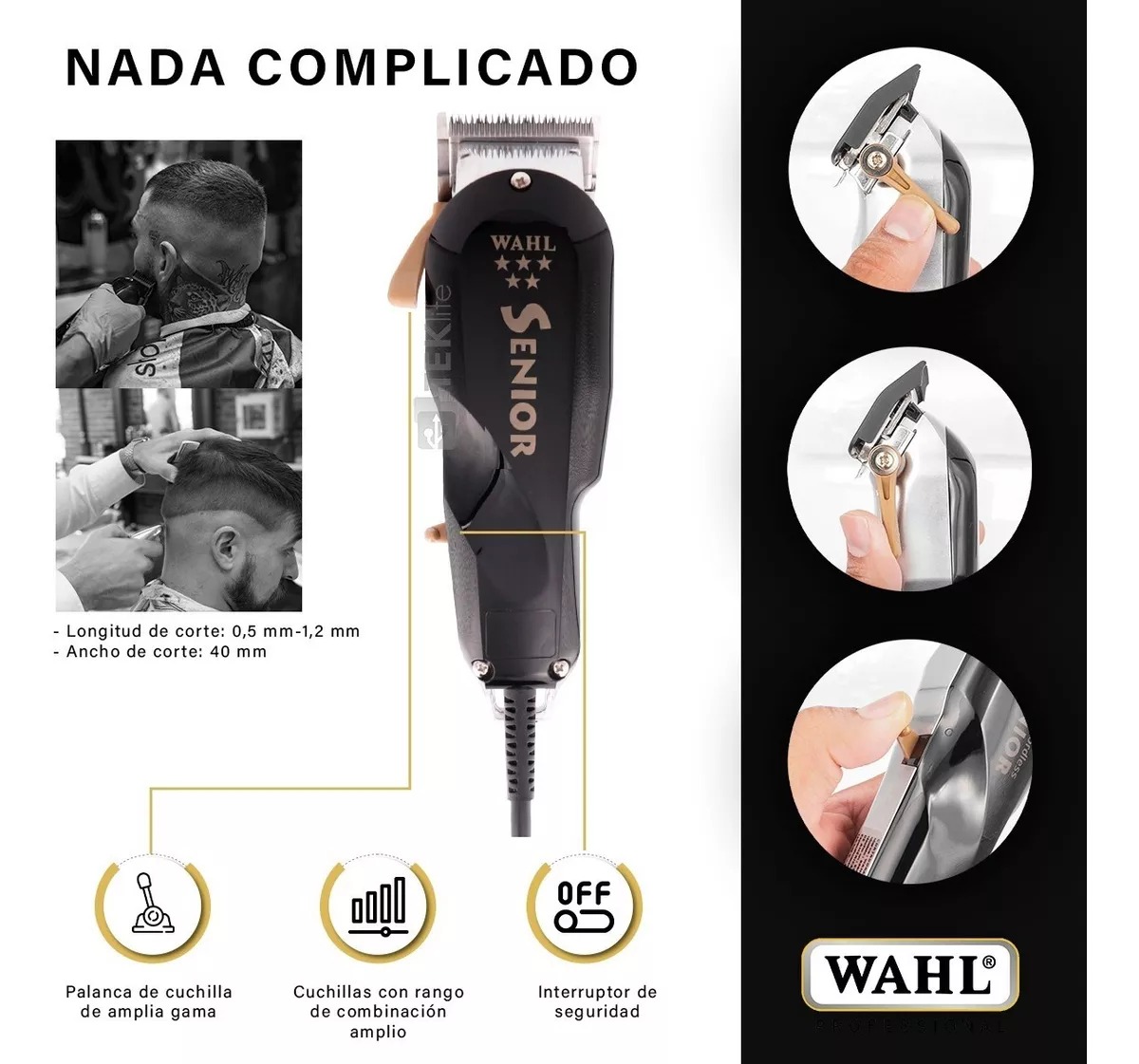 Foto 5 pulgar | Combo Clipper Senior Wahl con Paquete de Peines Guía