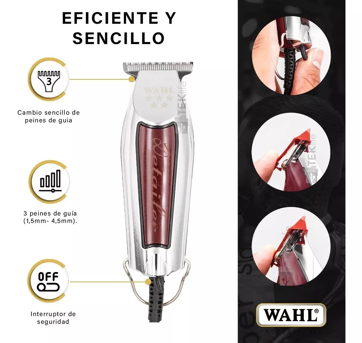 Foto 9 pulgar | Combo Trimmer Profesional Detailer Wahl + Navaja Profesional Repuesto 1062-600 Wahl