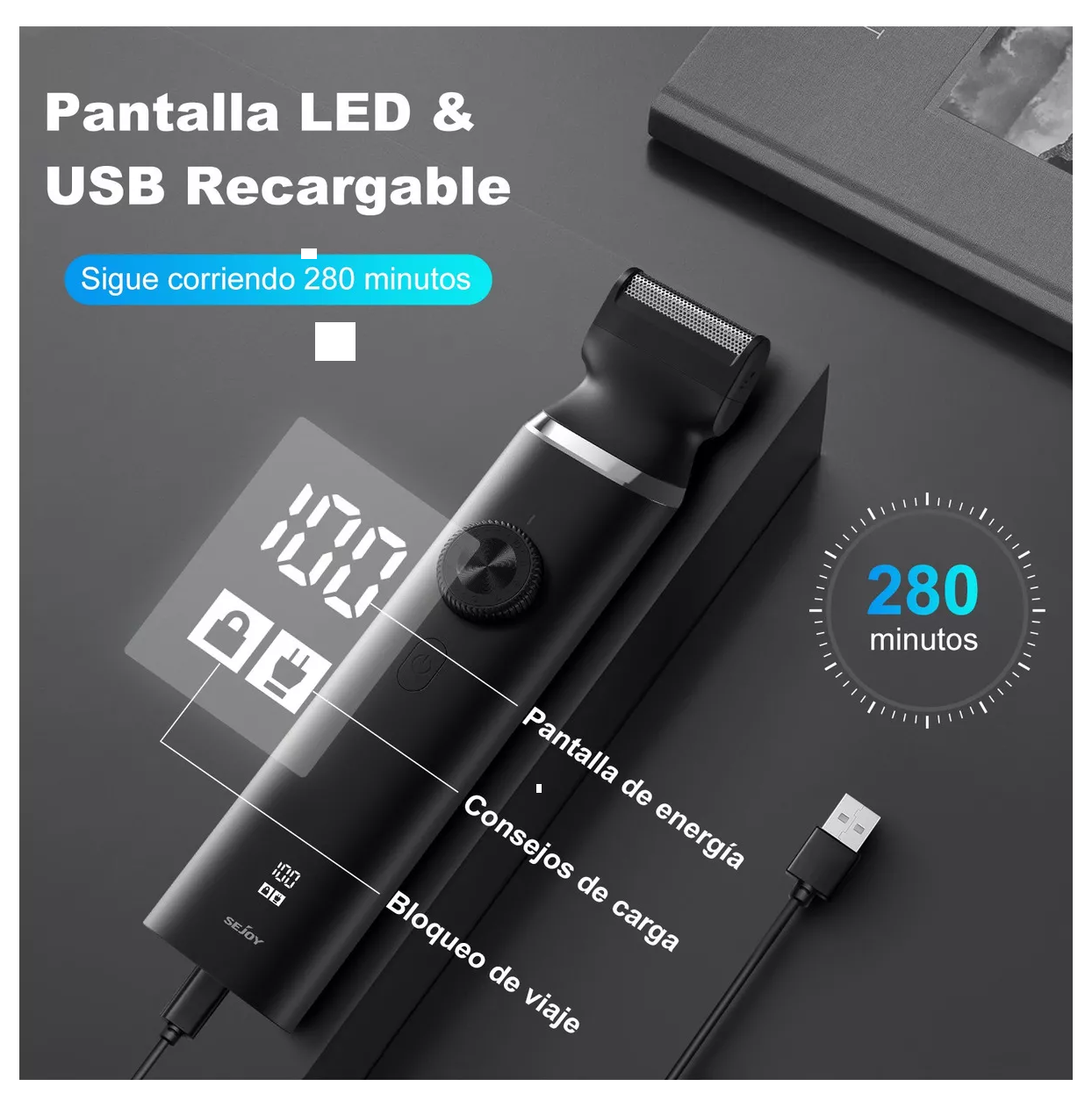 Foto 5 pulgar | Cortadora de Cabello Eléctrica para Barba 8 en 1 color Negro