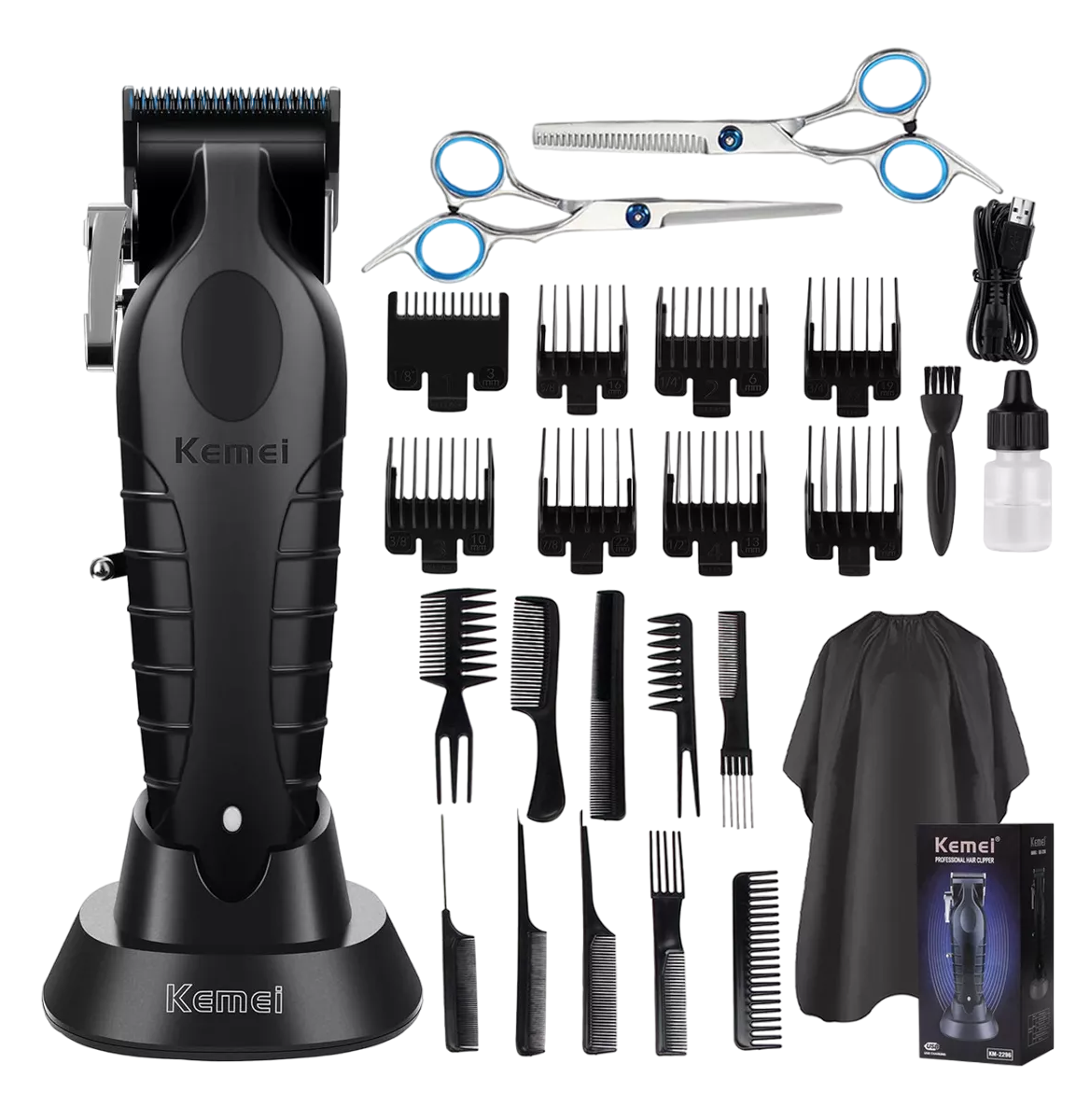 Kit De Barberia Kemei2296 Máquina Para Cortar Cabello Cortadora