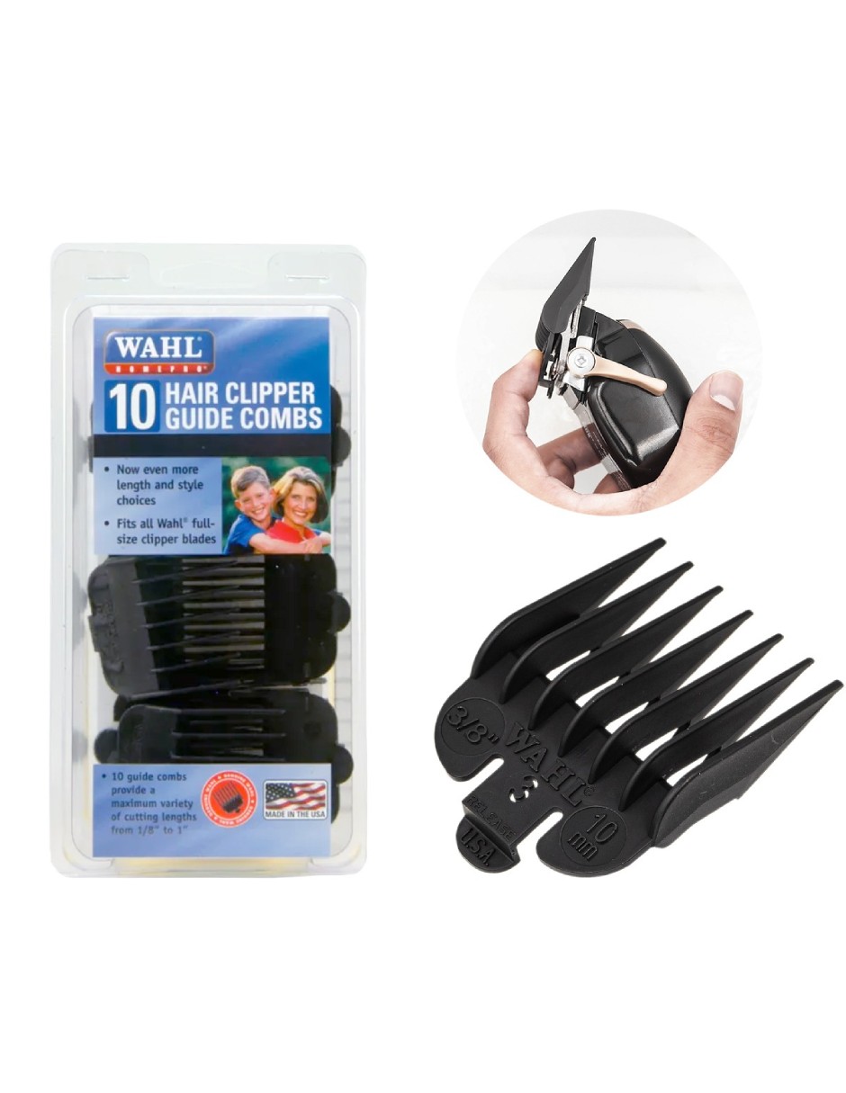 Foto 4 pulgar | Peines Guía Negros Wahl De Plástico Con 10 Piezas