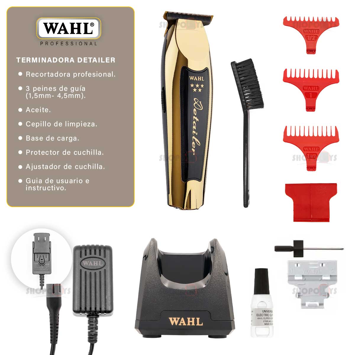 Foto 5 | Combo Wahl Recortadora Detailer Gold Y Magic Clip Gold Cordless, Profesional, 100 Min Autonomía