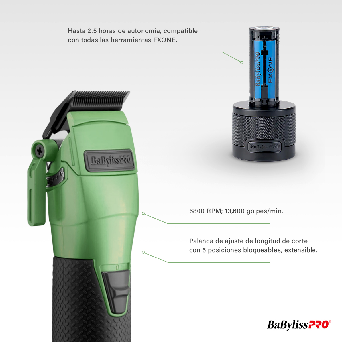 Foto 6 pulgar | Kit Profesional Edición Limitada – Cortadora De Cabello Con Base, Cargador Y Batería Intercambiable - Color Verde C