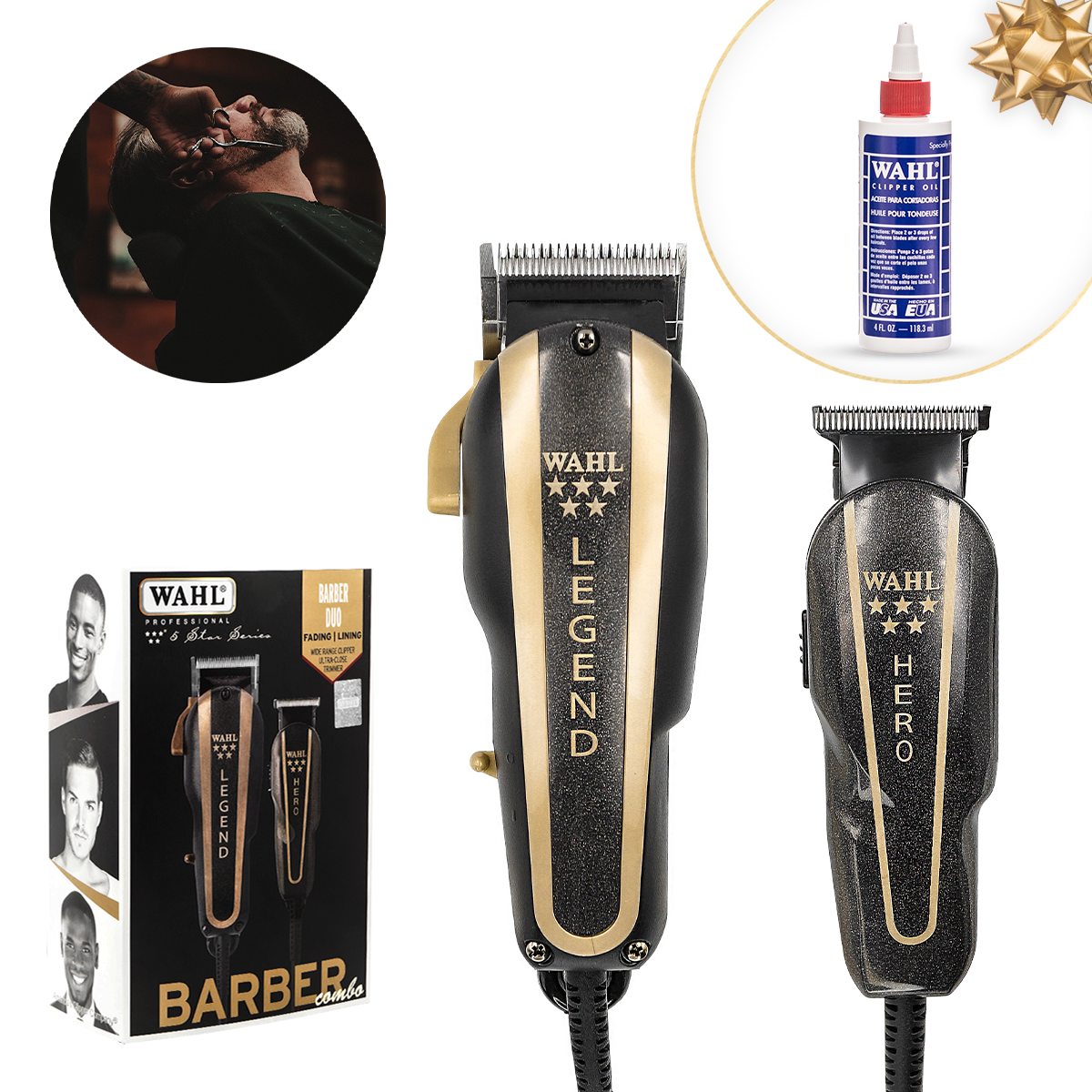 Barber Combo Wahl Cortapelo Profesional + Regalo Aceite 4oz