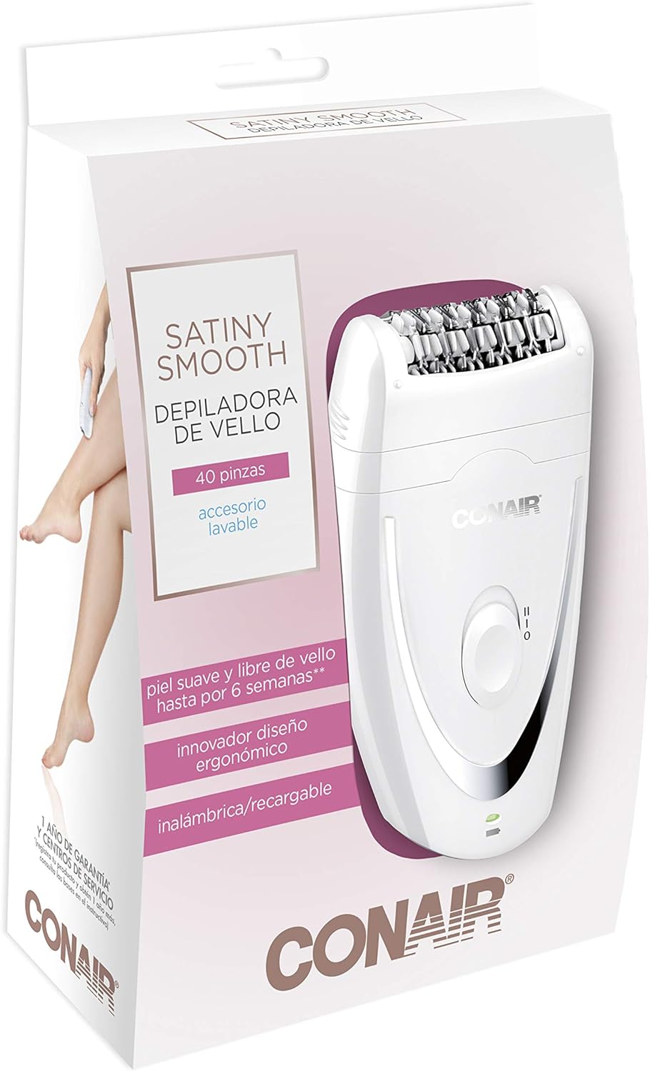 Foto 3 | Depiladora Conair E2es Recargable Inalámbrica Para Uso En Seco, 2 Velocidades Blanca
