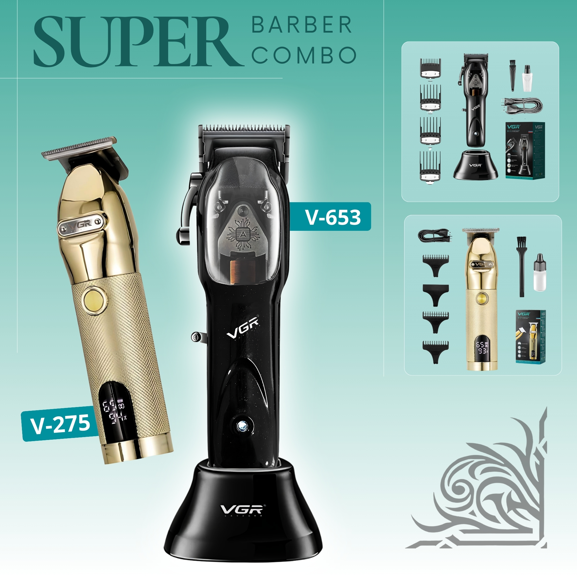 Foto 5 pulgar | Máquina para Cortar Cabello Pelo Combo VGR Clipper Trimmer