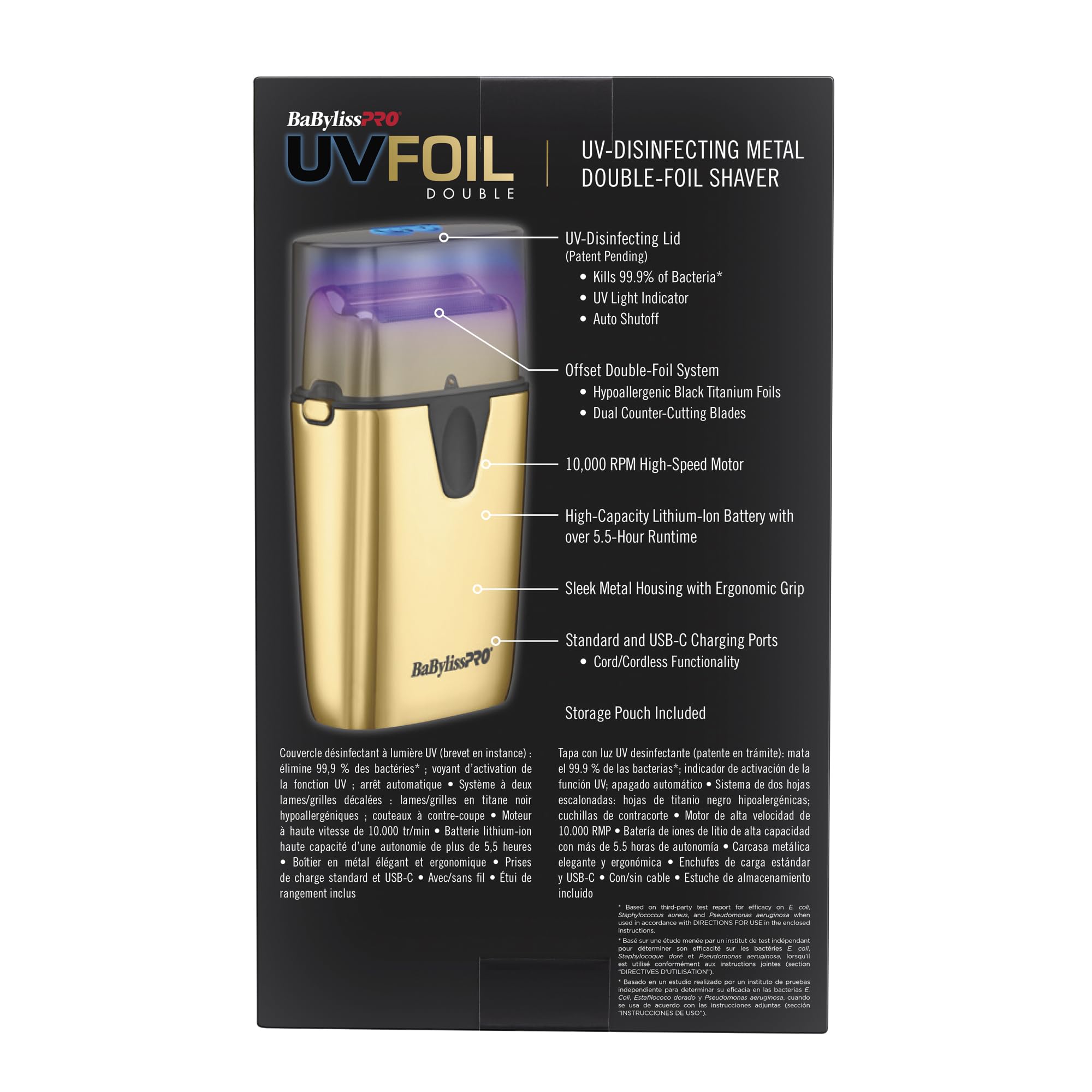 Foto 5 pulgar | Lámina Doble Desinfectante Uv Shaver Babylisspro Gold - Venta Internacional.